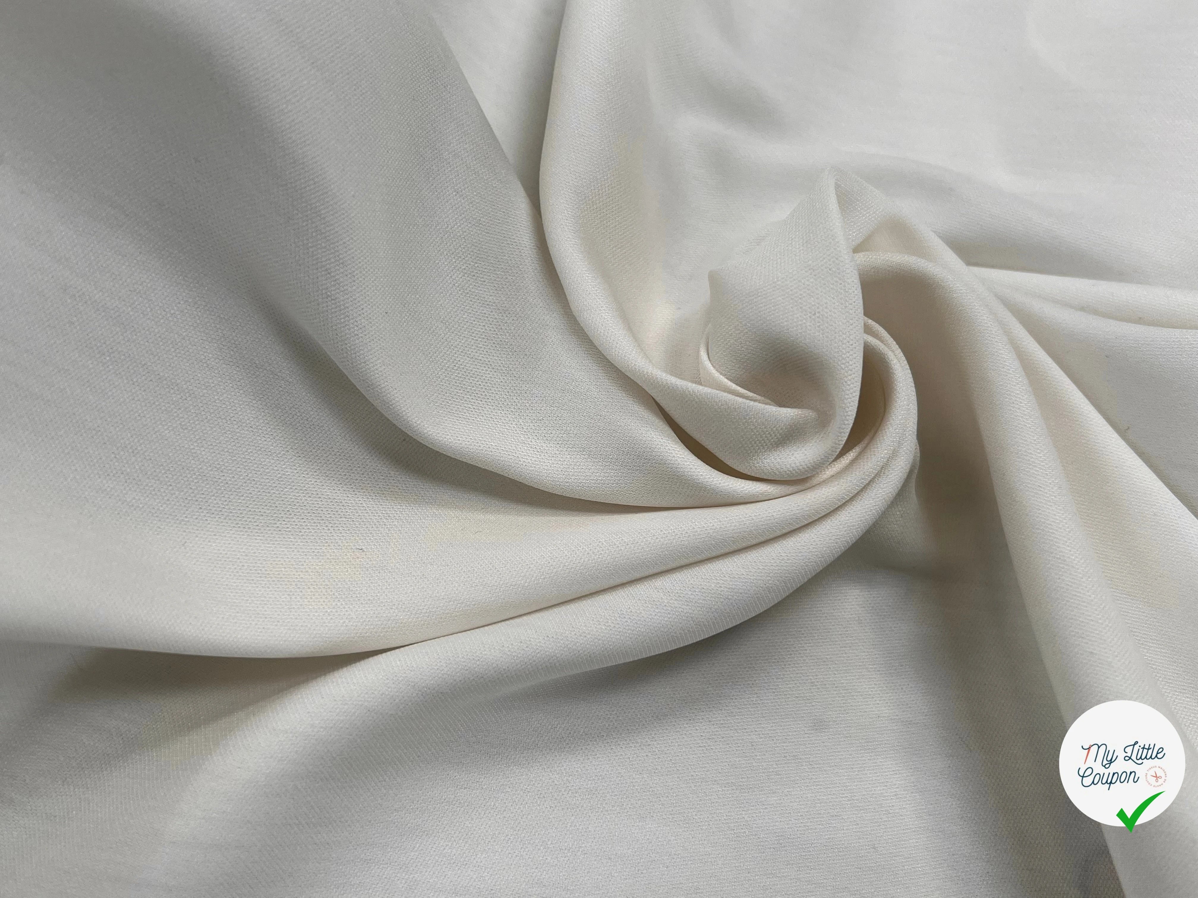 TISSU COTON SATINÉ NUDE 27% SOIE (ÉCRU) - My Little Coupon