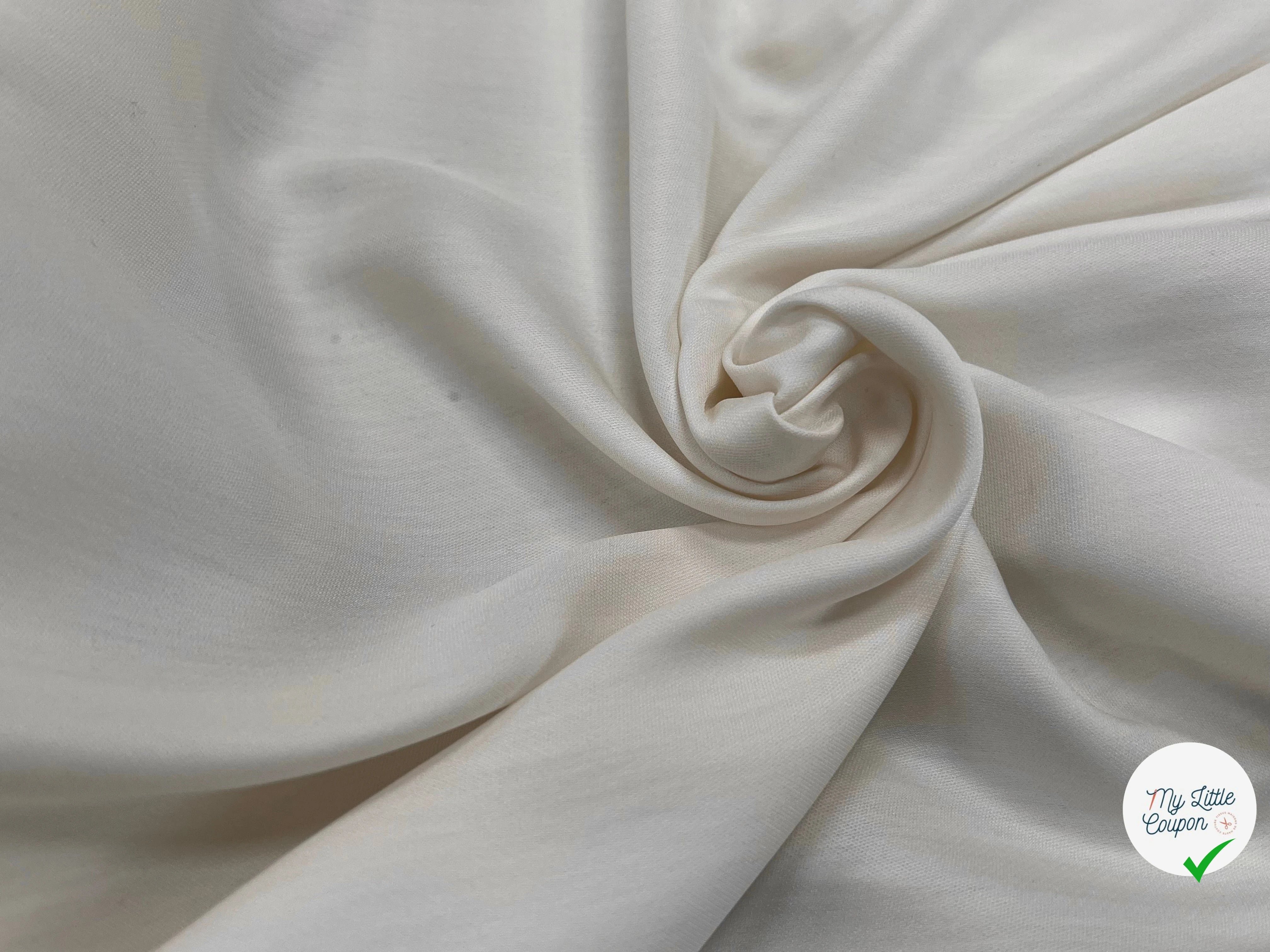 TISSU COTON SATINÉ NUDE 27% SOIE (ÉCRU) - My Little Coupon