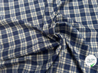 TISSU COTON TRAPPEUR A CARREAUX & CHEVRONS BLEU MARINE ET CRÈME - My Little Coupon