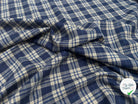TISSU COTON TRAPPEUR A CARREAUX & CHEVRONS BLEU MARINE ET CRÈME - My Little Coupon