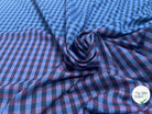 TISSU COTON TRAPPEUR BICOLORE À PETITS CARREAUX BLEU NAVY ET ROUGE - My Little Coupon