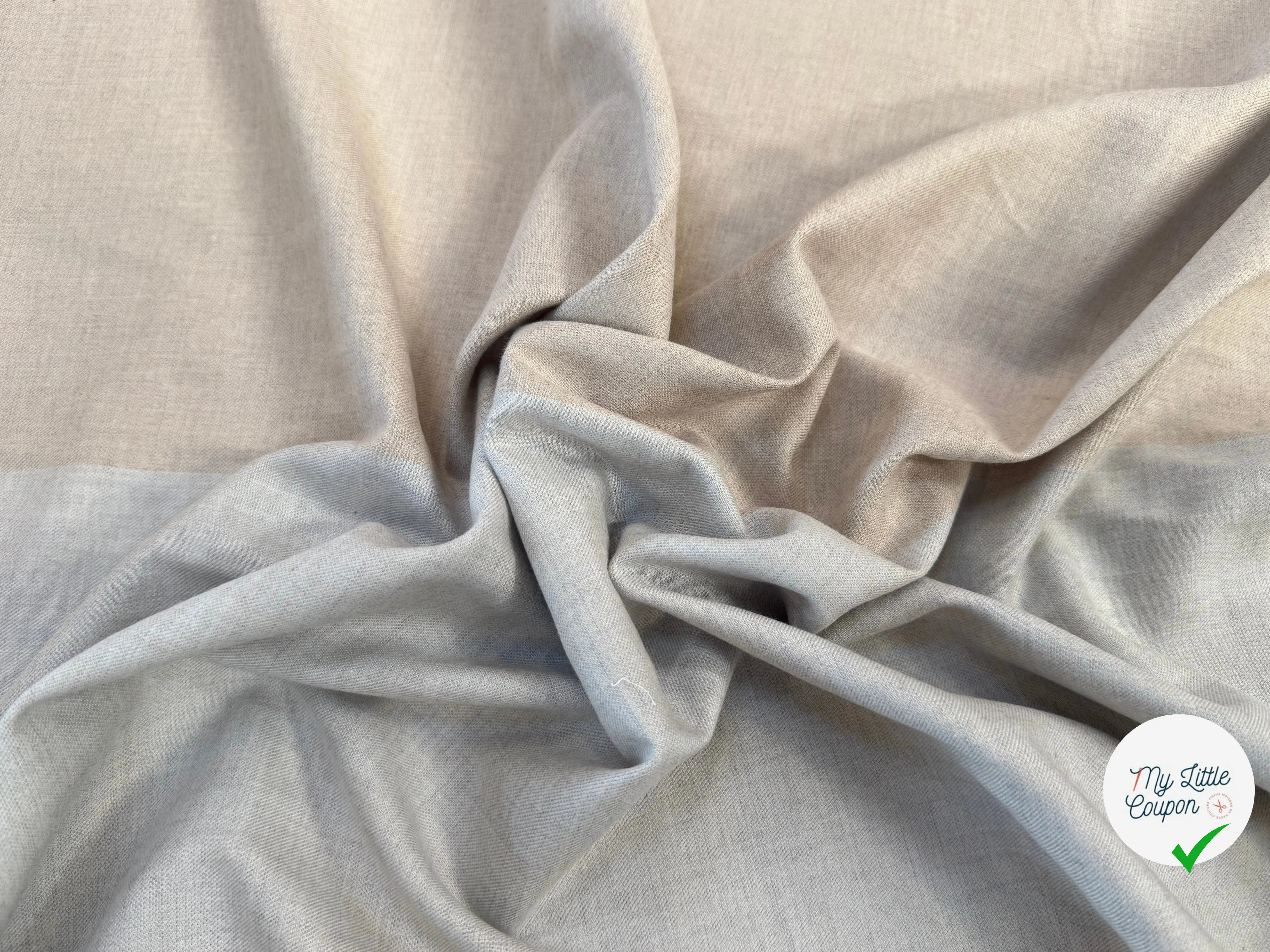 TISSU COTON TRAPPEUR BICOLORE BLEU GRIS SOURIS ET BEIGE FONCÉ - My Little Coupon