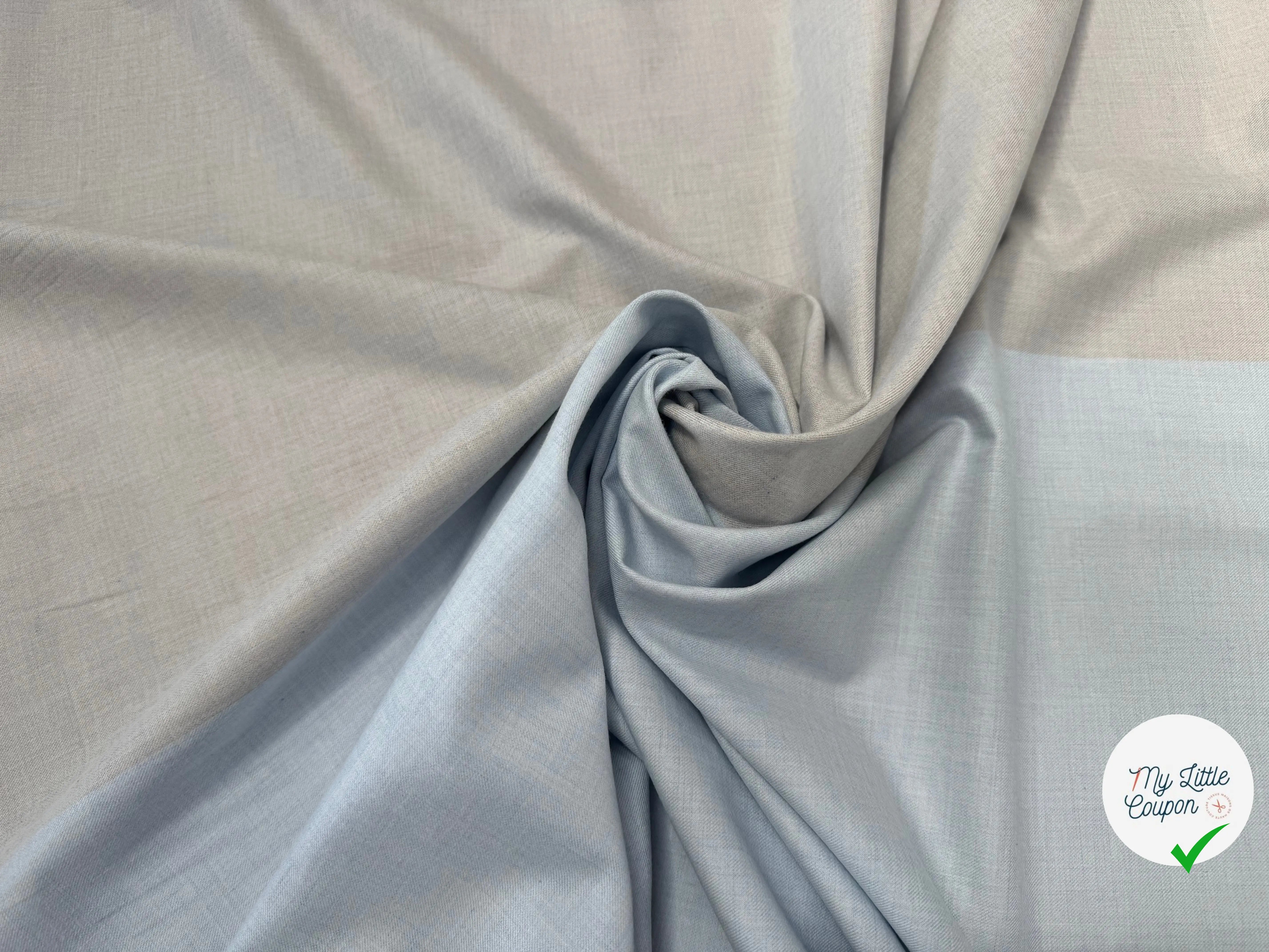 TISSU COTON TRAPPEUR BICOLORE GRIS ET BLEU CIEL - My Little Coupon