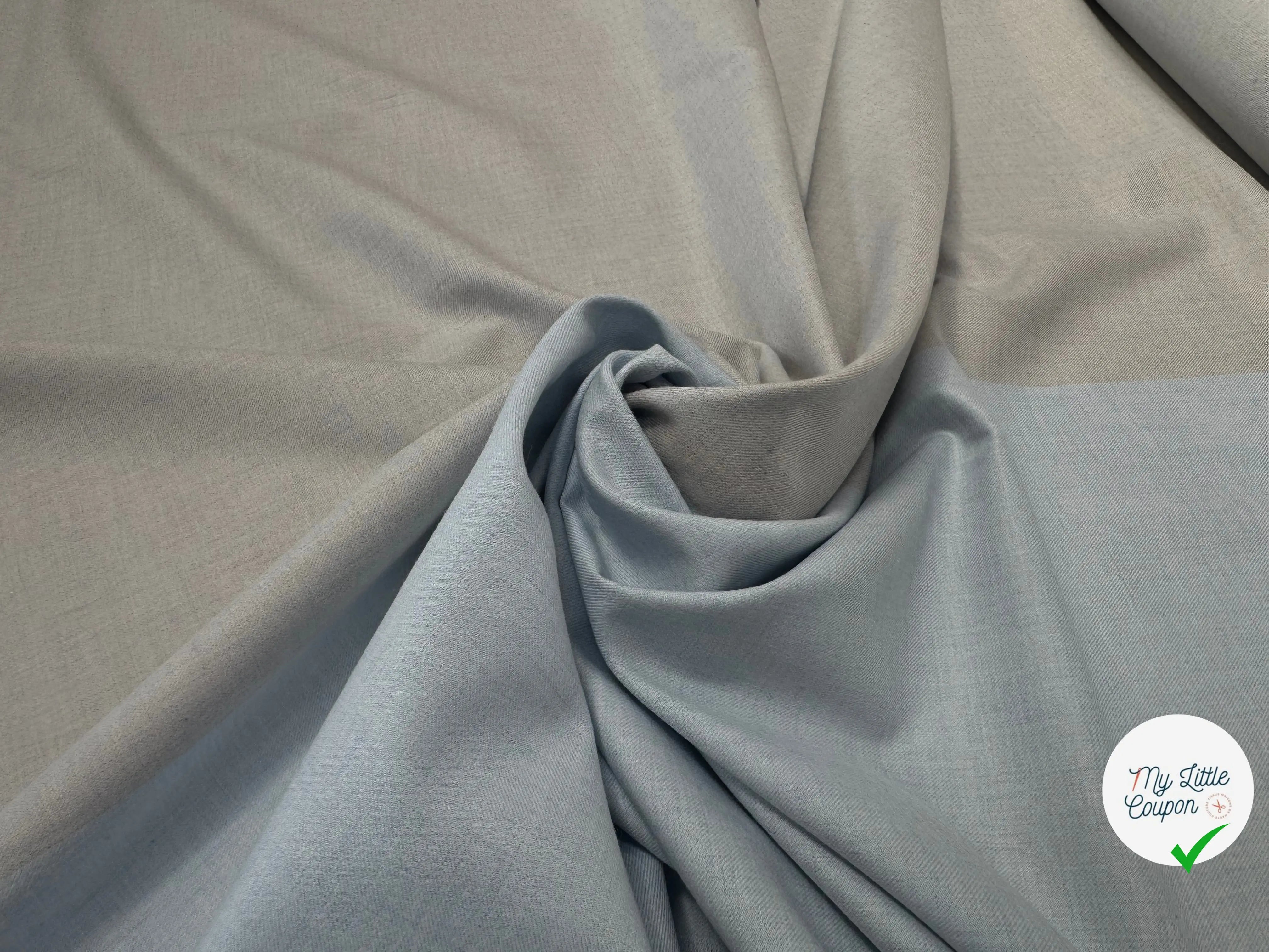 TISSU COTON TRAPPEUR BICOLORE GRIS ET BLEU CIEL - My Little Coupon
