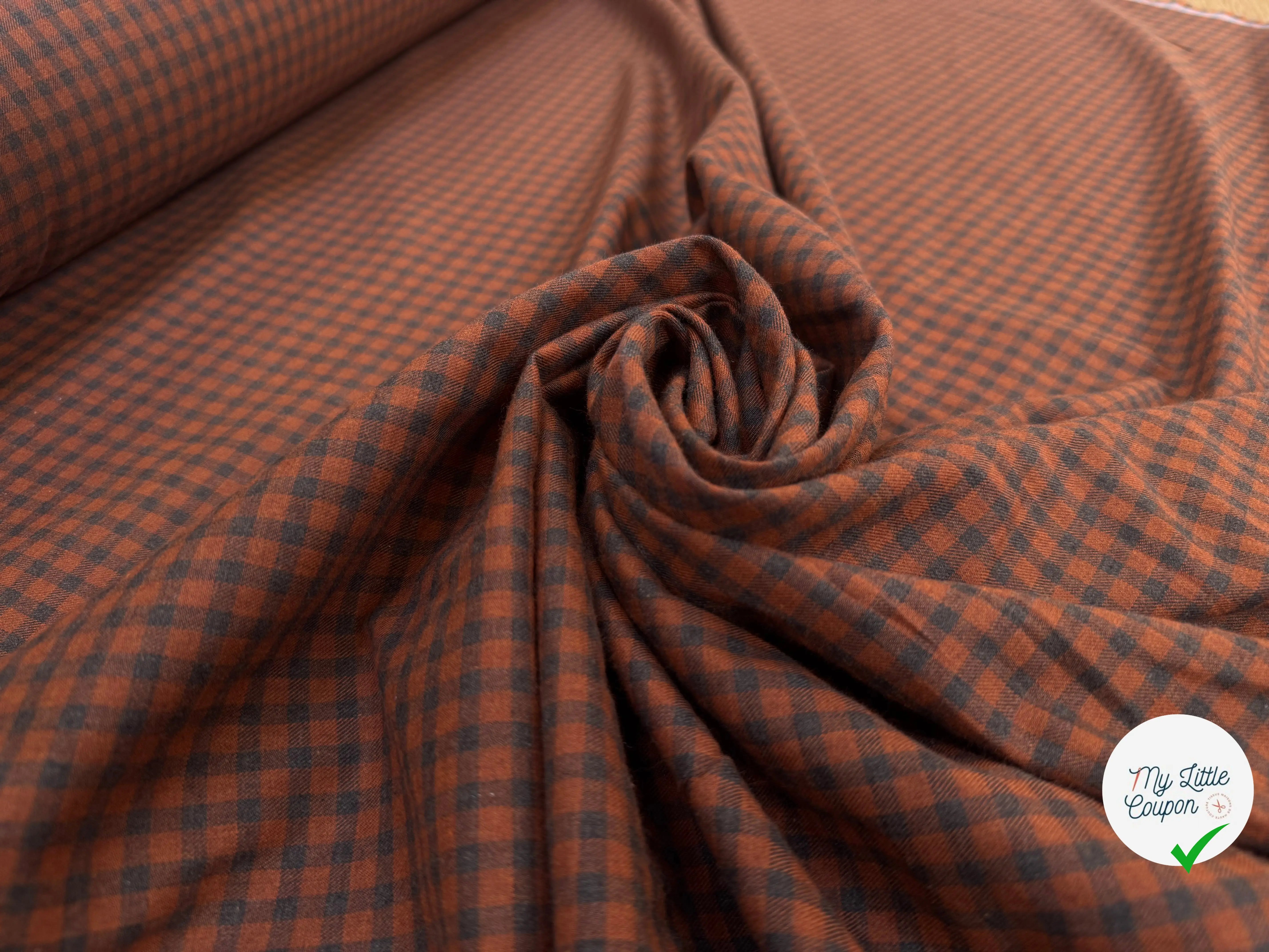 TISSU COTON TRAPPEUR MARRON ET BLEU NAVY - My Little Coupon