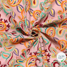 TISSU COTON VISCOSE CHAINE ET TRAME IMPRIMÉ PAISLEY ROSE CLAIR - My Little Coupon