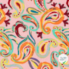 TISSU COTON VISCOSE CHAINE ET TRAME IMPRIMÉ PAISLEY ROSE CLAIR - My Little Coupon