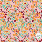 TISSU COTON VISCOSE CHAINE ET TRAME IMPRIMÉ PAISLEY ROSE CLAIR - My Little Coupon