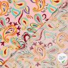 TISSU COTON VISCOSE CHAINE ET TRAME IMPRIMÉ PAISLEY ROSE CLAIR - My Little Coupon