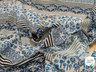 TISSU CRÊPE DE VISCOSE ÉCRU IMPRIMÉ POIS ET RAYURES BLEU TANGO QUEDUBLEU - My Little Coupon