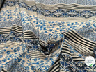 TISSU CRÊPE DE VISCOSE ÉCRU IMPRIMÉ POIS ET RAYURES BLEU TANGO QUEDUBLEU - My Little Coupon