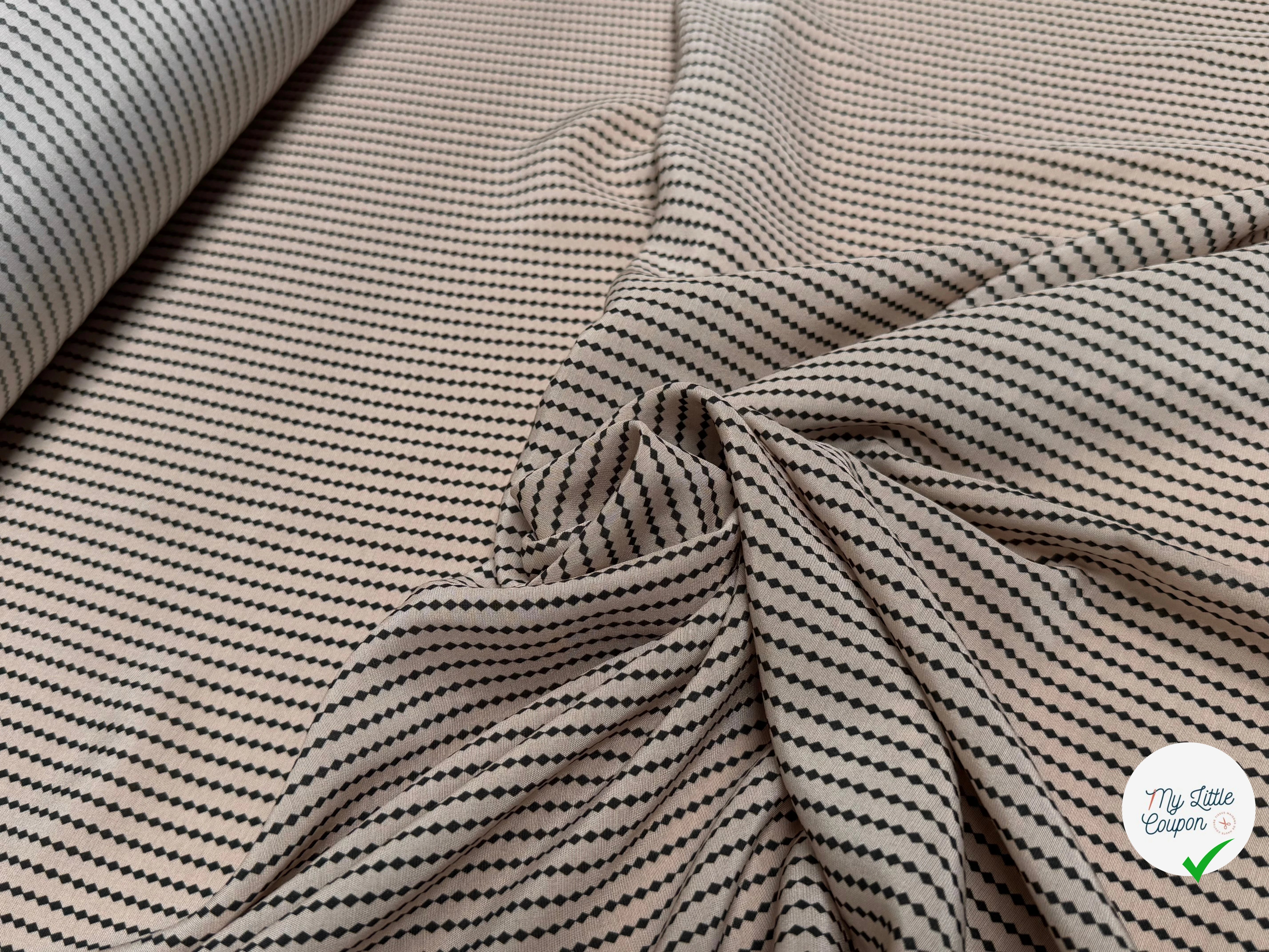 TISSU CRÊPE DE VISCOSE IMPRIMÉ MINI POIS BLEU TANGO PERLE BEIGE - My Little Coupon