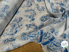 TISSU CRÊPE DE VISCOSE IMPRIMÉ TOILE DE JOUY BLEU ET BLANC TANGO TOILE DE JOUY - My Little Coupon