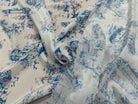 TISSU CRÊPE DE VISCOSE IMPRIMÉ TOILE DE JOUY BLEU ET BLANC TANGO TOILE DE JOUY - My Little Coupon