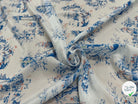 TISSU CRÊPE DE VISCOSE IMPRIMÉ TOILE DE JOUY BLEU ET BLANC TANGO TOILE DE JOUY - My Little Coupon