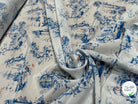 TISSU CRÊPE DE VISCOSE IMPRIMÉ TOILE DE JOUY BLEU ET BLANC TANGO TOILE DE JOUY - My Little Coupon