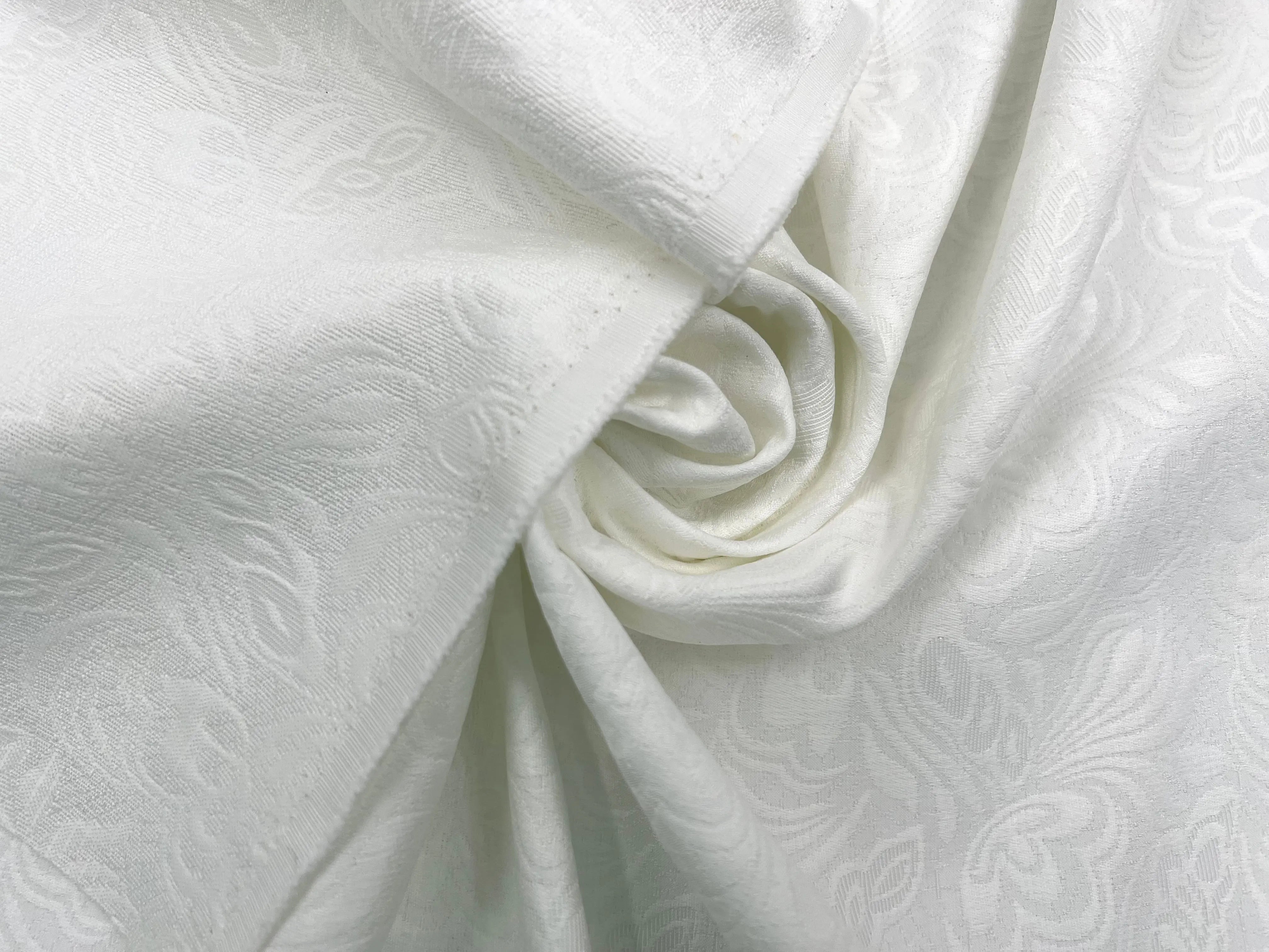 TISSU DAMASSÉ BLANC FLORILÈGE MSO