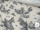 TISSU DAMASSÉ BLANC FLORILÈGE TOILE DE JOUY NOIR MSO