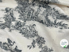 TISSU DAMASSÉ BLANC FLORILÈGE TOILE DE JOUY NOIR MSO