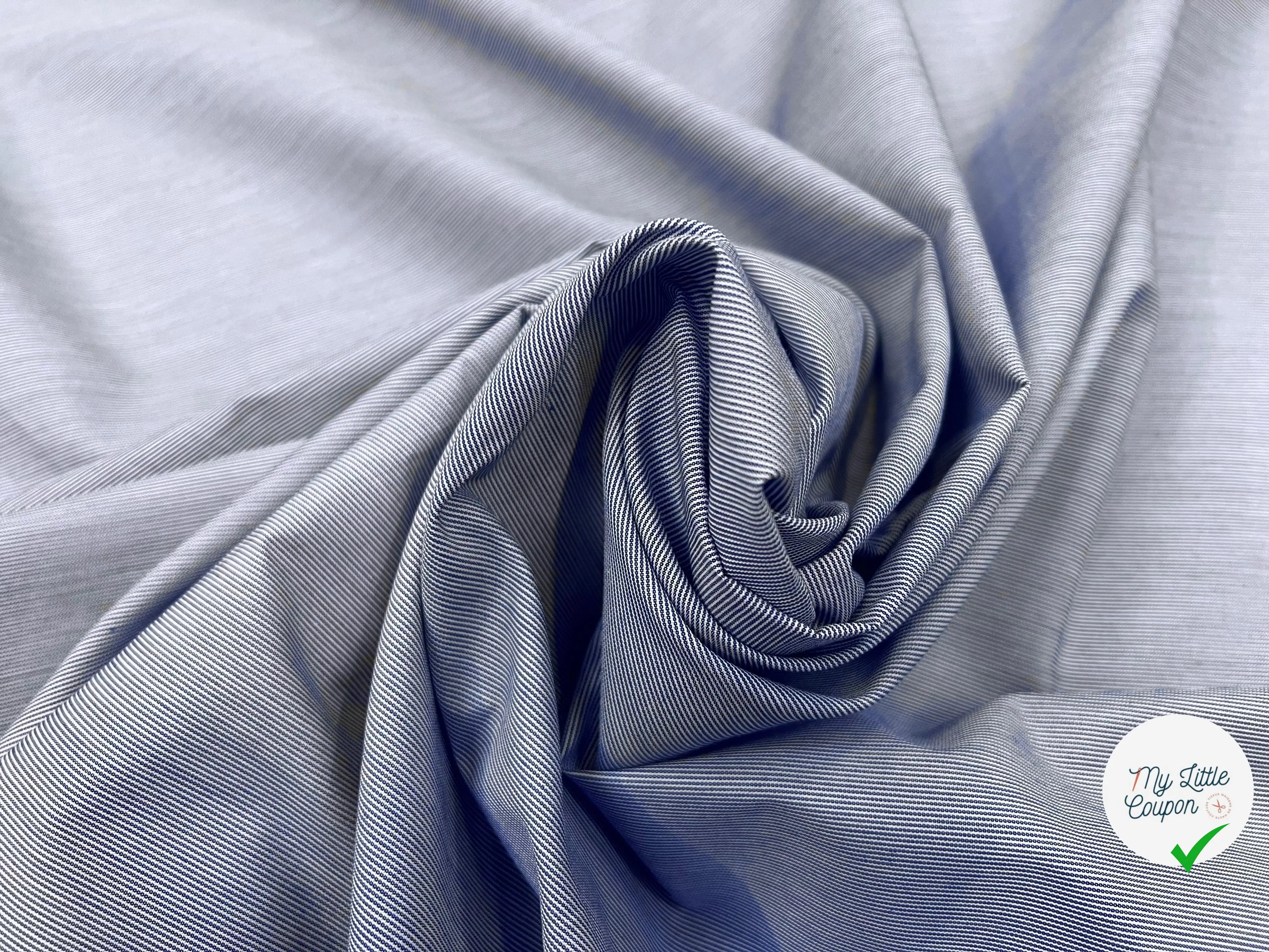 TISSU DE COTON CHEMISE FINE RAYURE BLEU CIEL MSO