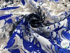 TISSU DE LIN IMPRIMÉ AQUARELLE TONS DE BLEU - My Little Coupon - tissu - coudre