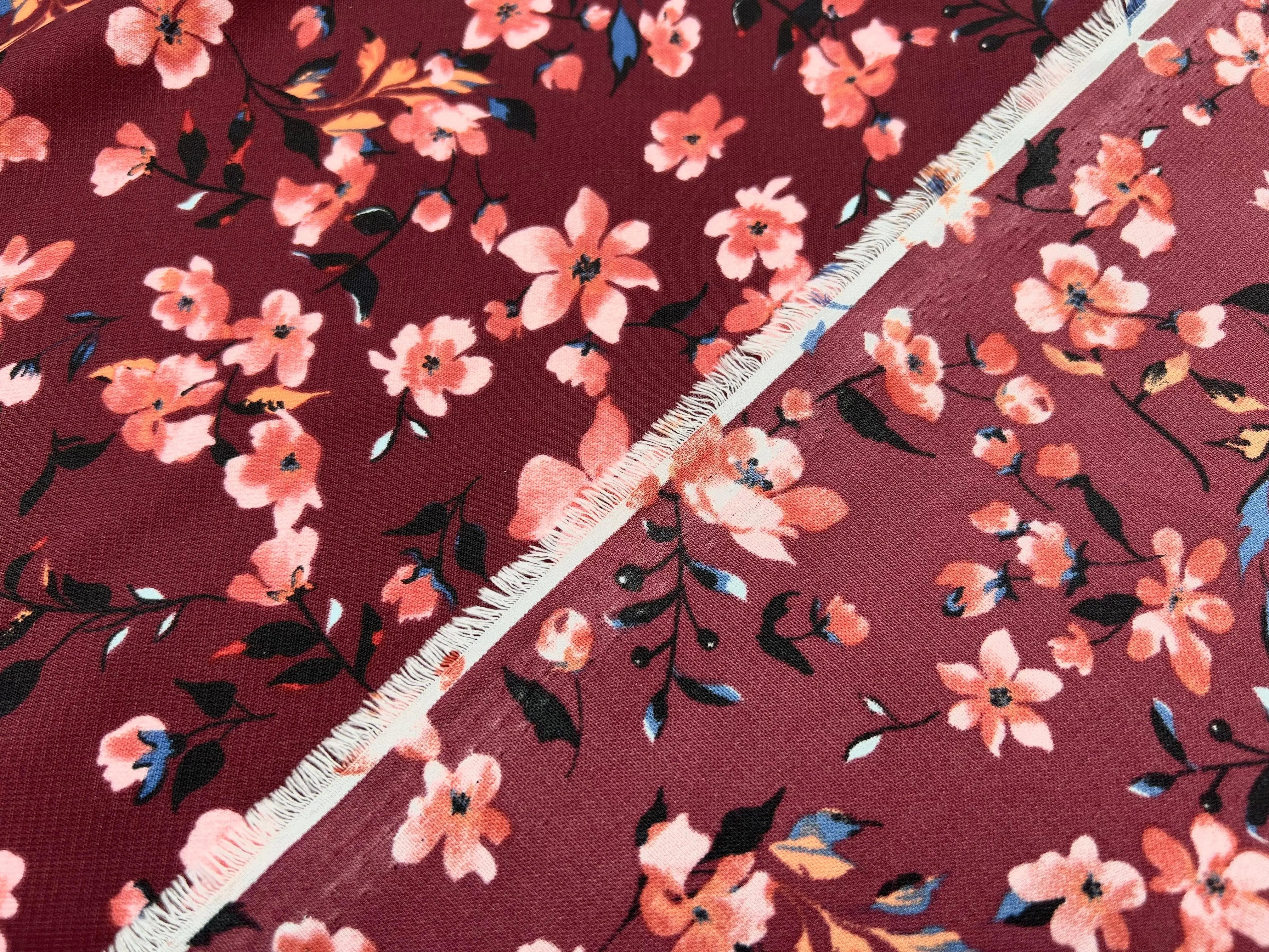 TISSU FLUIDE IMPRIMÉ FLEURS D'AUTOMNE - My Little Coupon - tissu - coudre