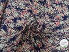 TISSU FLUIDE IMPRIMÉ FLORAL PRINTEMPS SUR FOND BLEU - My Little Coupon