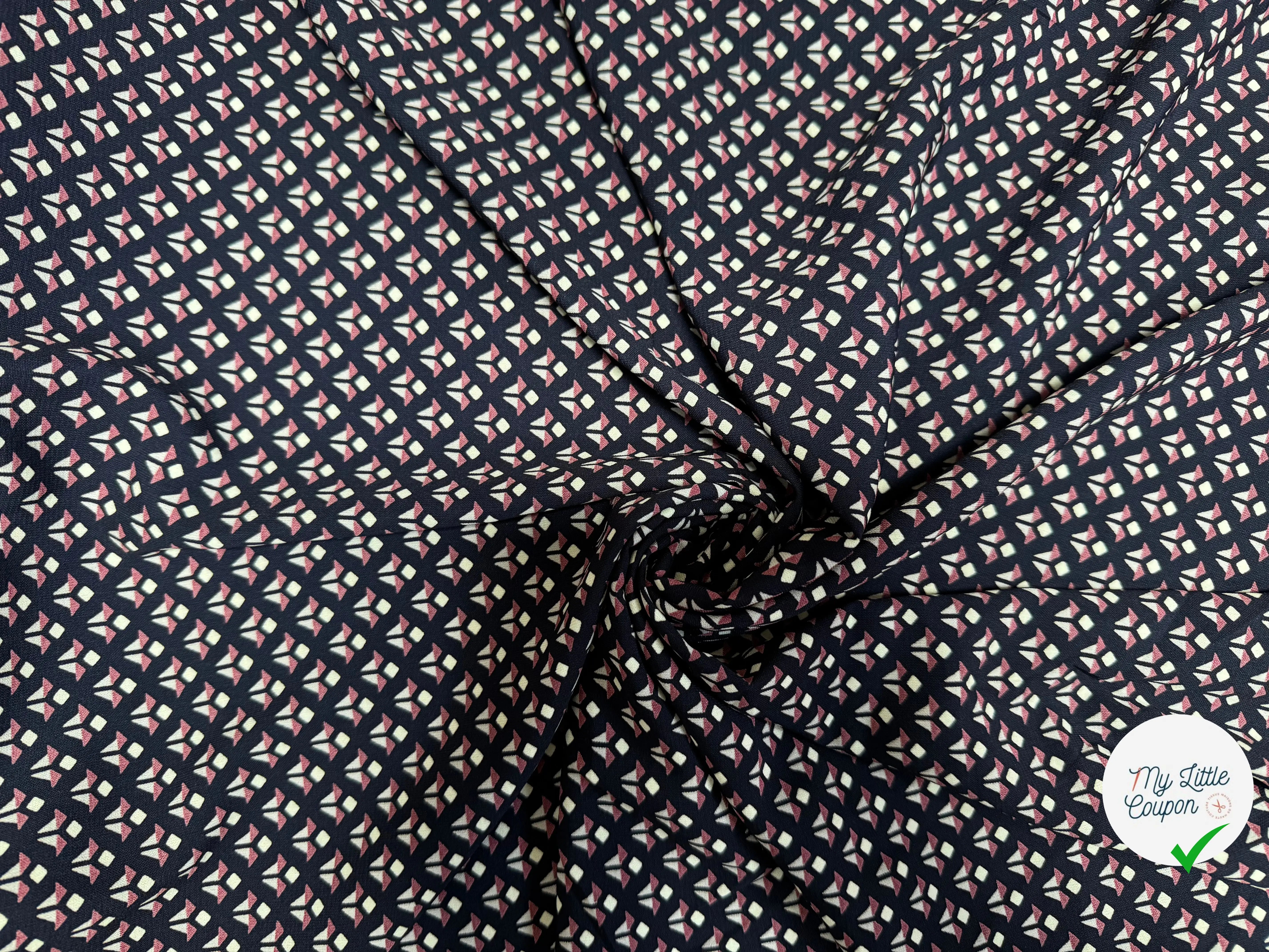 TISSU FLUIDE NAVY A MOTIFS GÉOMÉTRIQUES - My Little Coupon