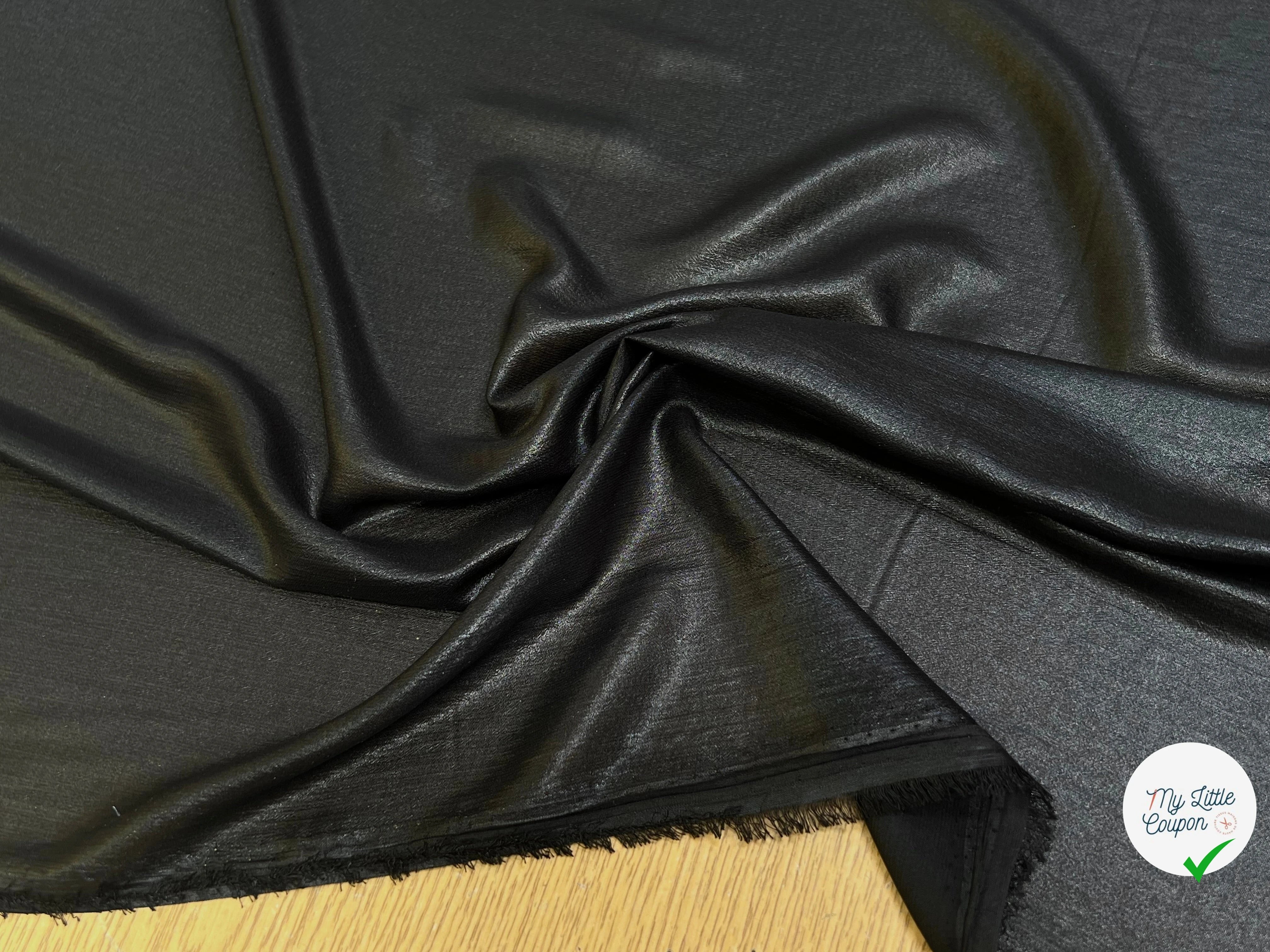 TISSU FLUIDE SCINTILLANT ÉFFET HUILÉ NOIR - My Little Coupon