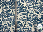TISSU IMPRIMÉ CACHEMIRE INDIGO BANDES SATINÉES - My Little Coupon - tissu - coudre