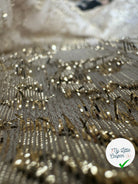 TISSU JACQUARD DE FLEURS DORÉES - My Little Coupon