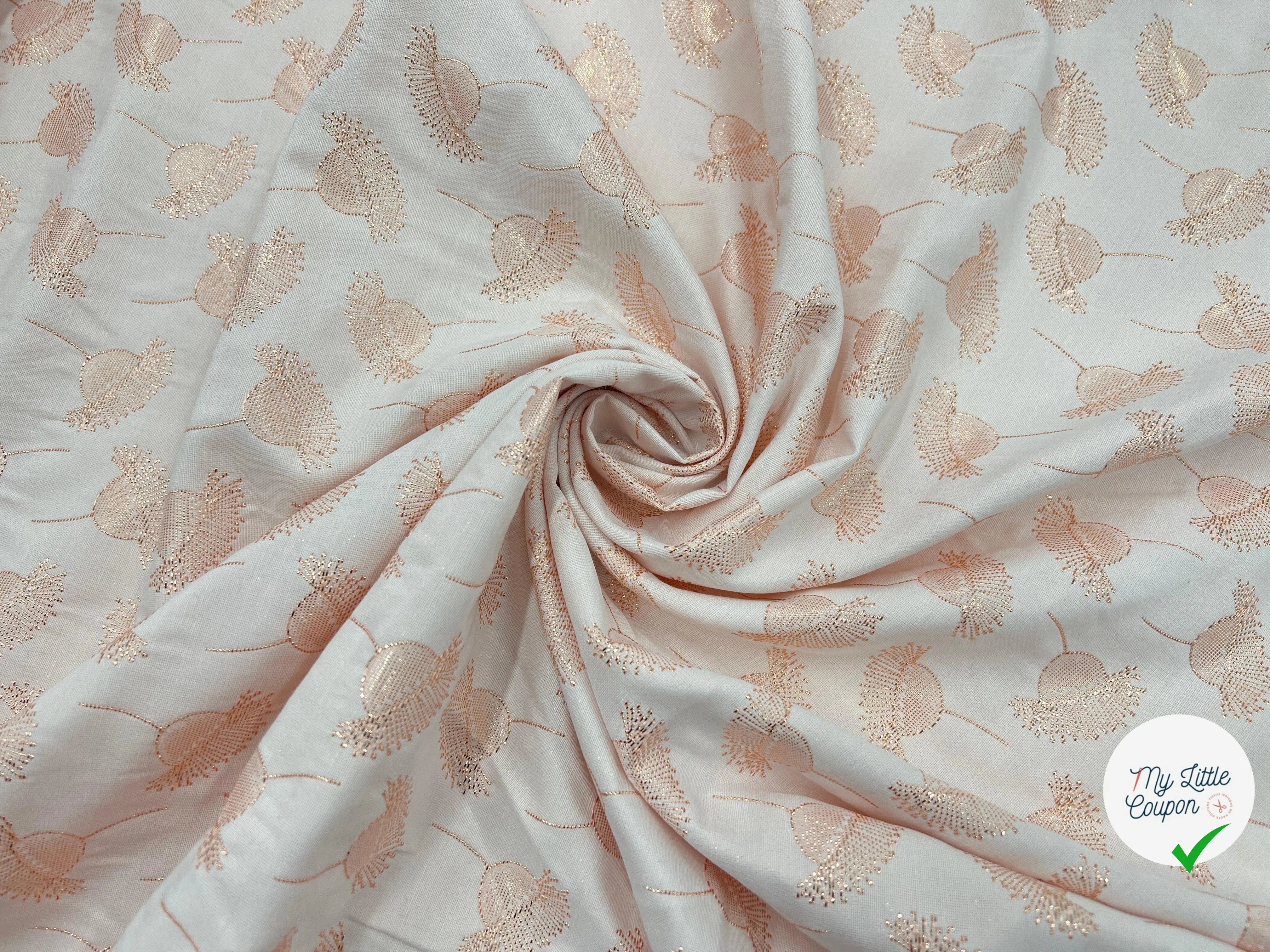TISSU JACQUARD REVERSIBLE FLEURS CUIVRÉES - My Little Coupon - tissu - coudre