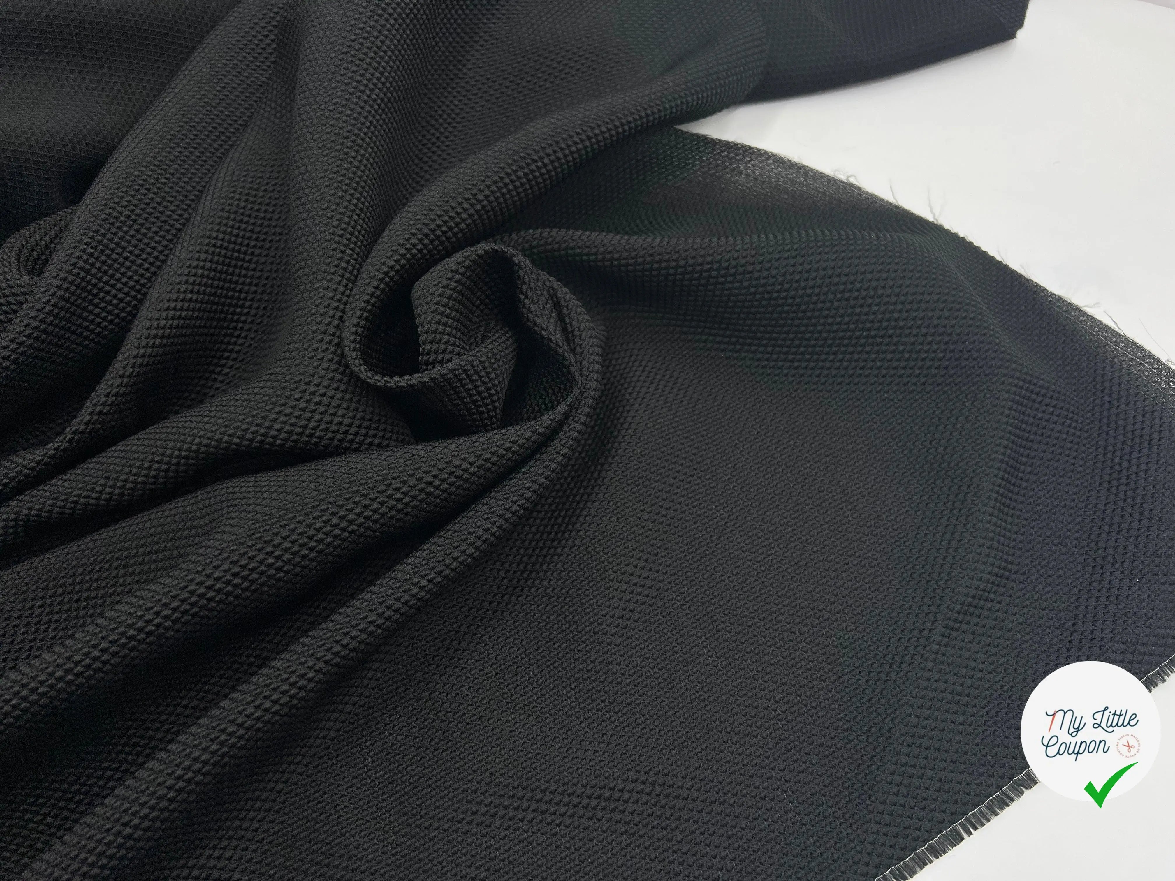 TISSU LOSANGE GAUFRÉ NOIR - My Little Coupon - tissu - coudre