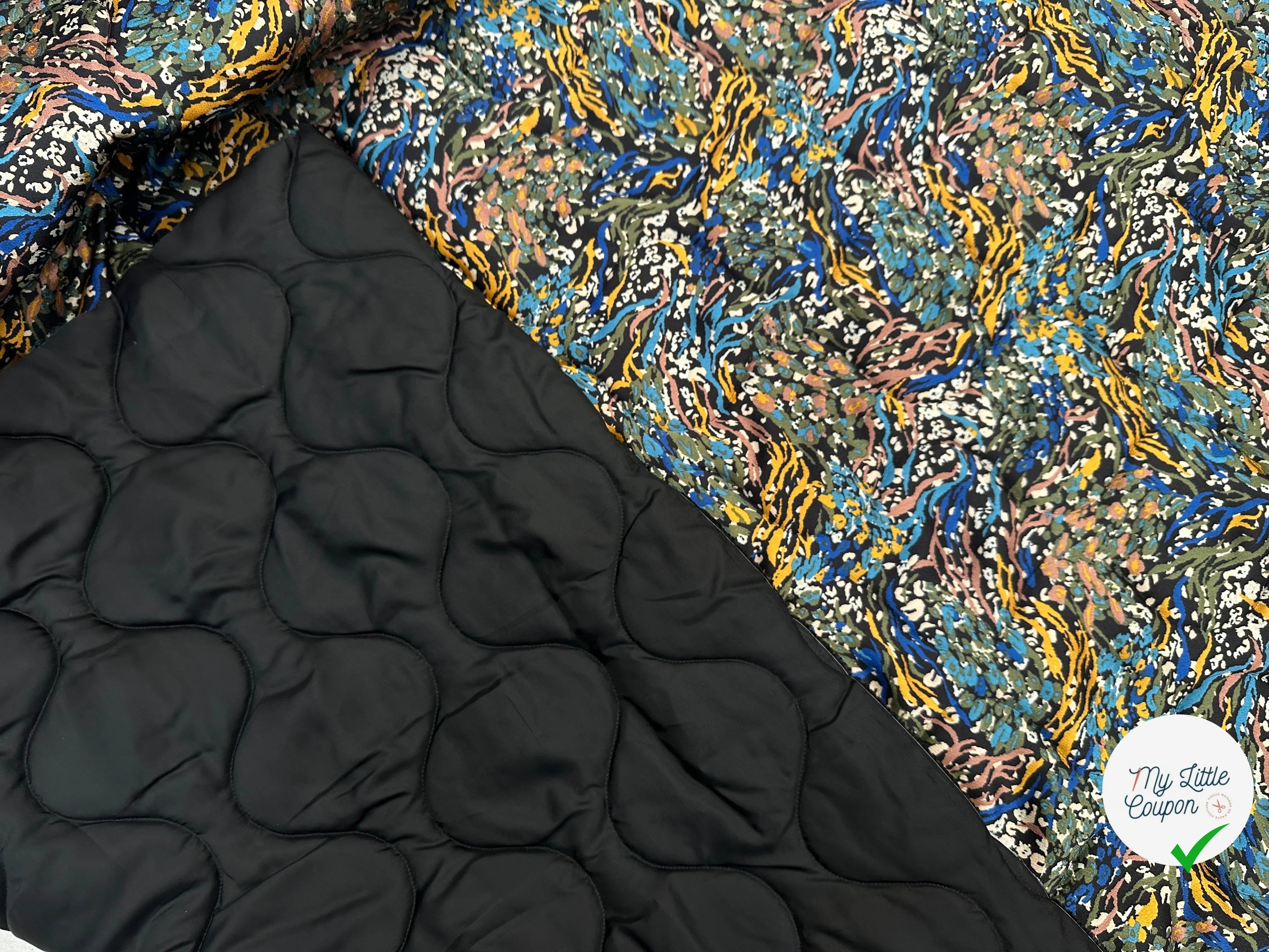 TISSU MATELASSÉ BUBBLE DESSUS DOUBLURE NOIR DESSOUS MATELASSAGE FRANÇAIS MLC INTERN