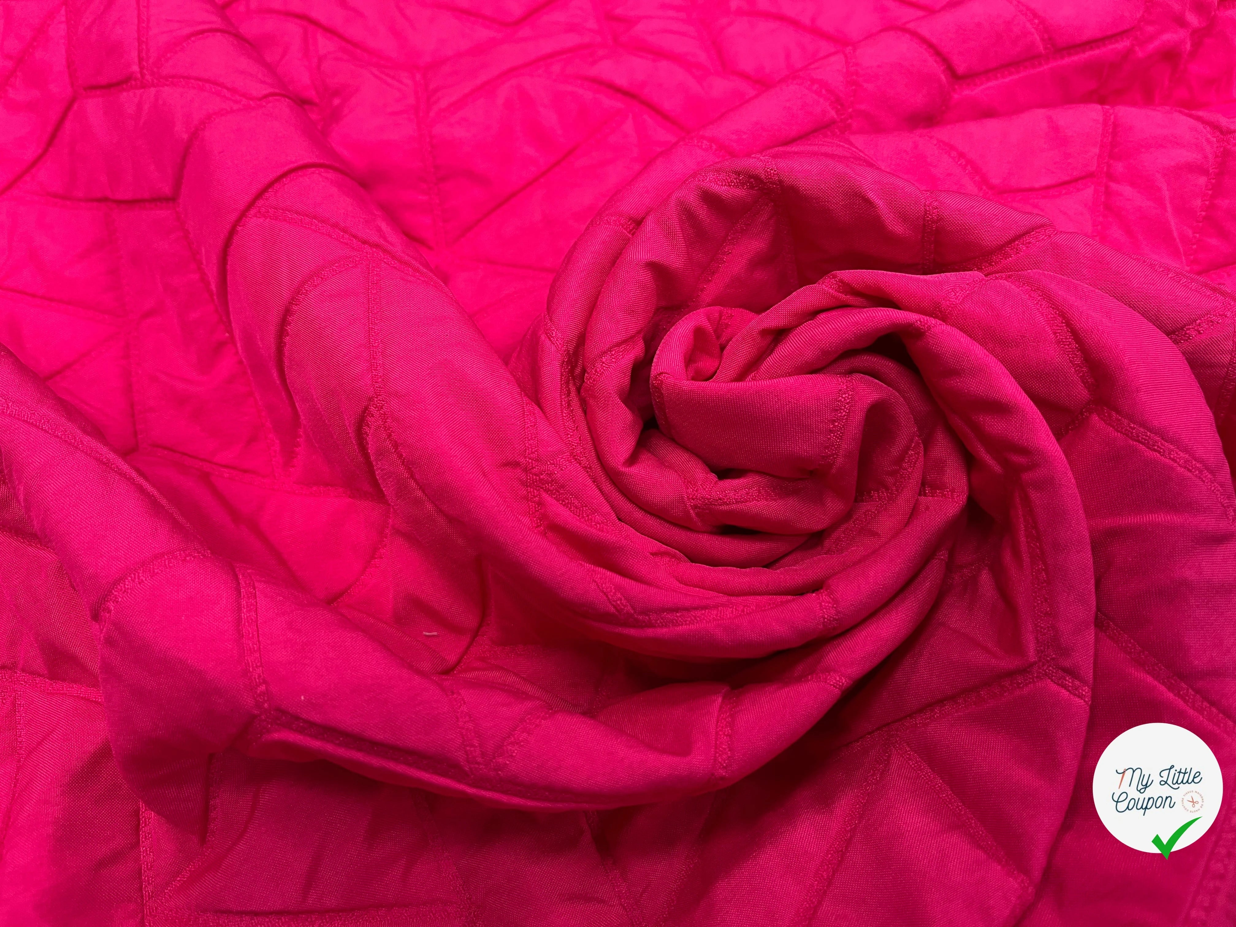 TISSU MATELASSÉ ROSE MOTIF RECTANGLE ENVERS DOUX - My Little Coupon