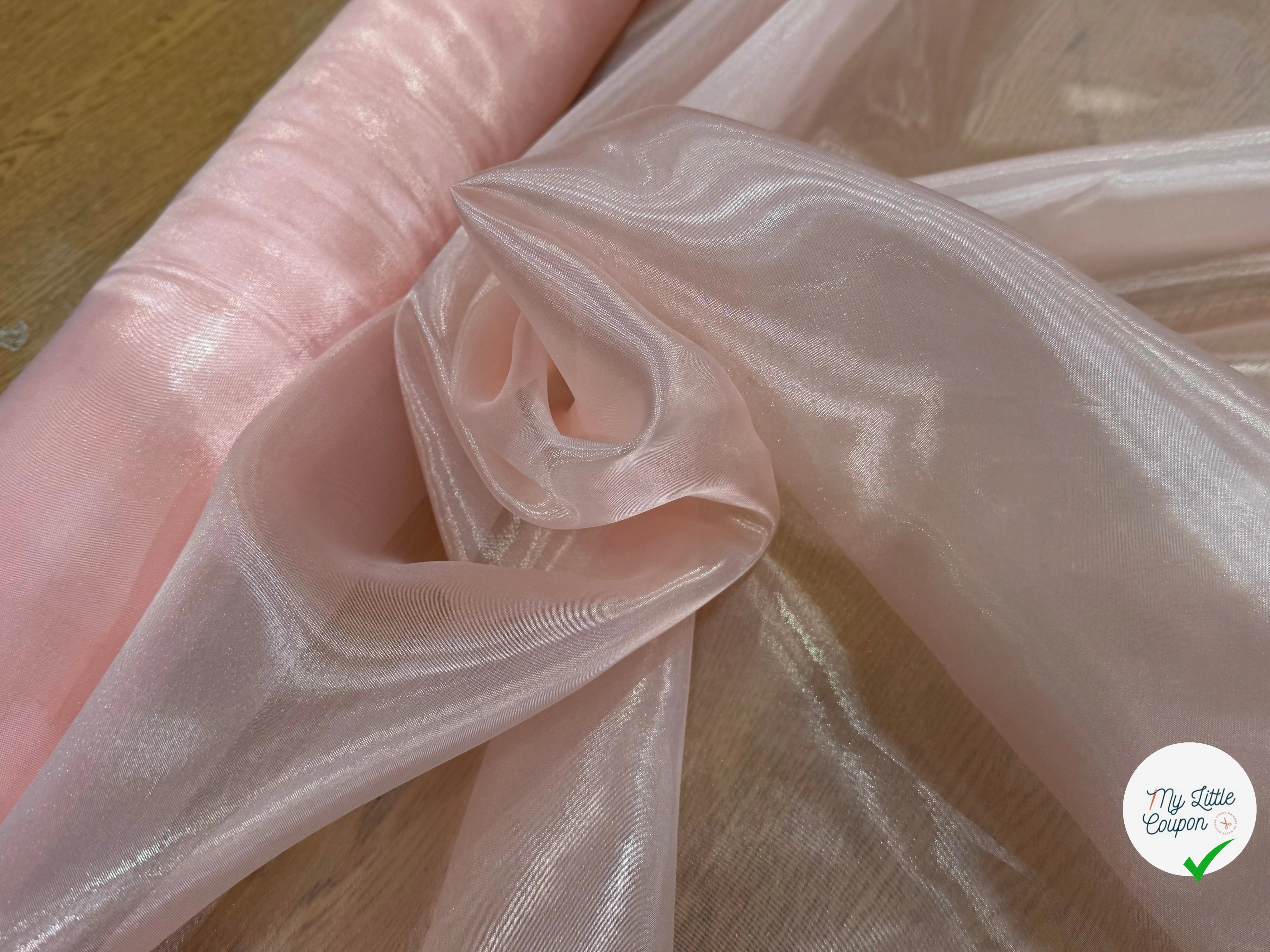 TISSU ORGANZA ROSE PALE BRILLANT - My Little Coupon