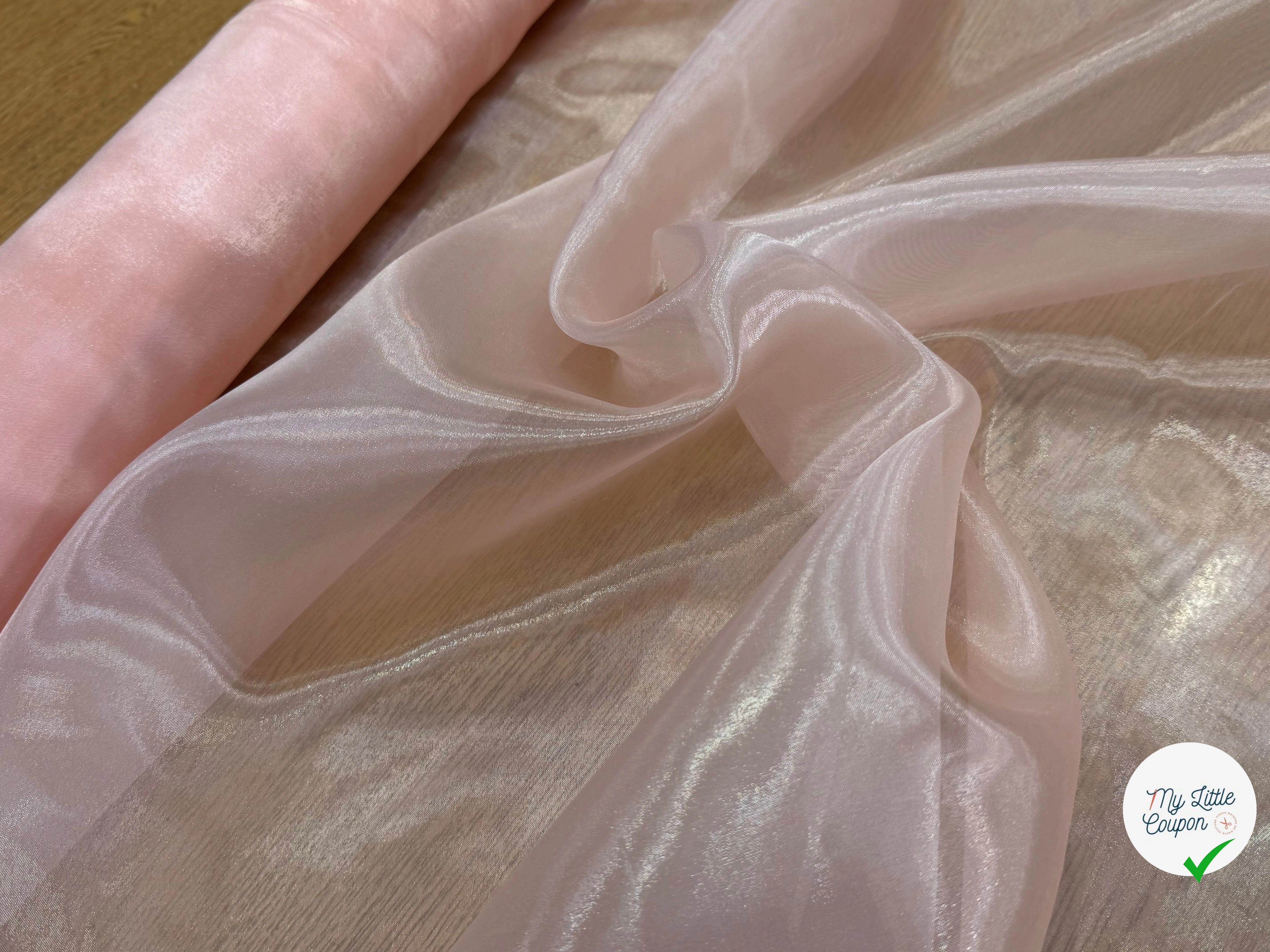TISSU ORGANZA ROSE PALE BRILLANT - My Little Coupon