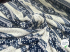 TISSU POLAIRE TRÈS DOUX LARGE RAYURES SERTIES DE FLOCONS INDIGO - My Little Coupon - tissu - coudre