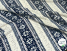 TISSU POLAIRE TRÈS DOUX LARGE RAYURES SERTIES DE FLOCONS INDIGO - My Little Coupon - tissu - coudre