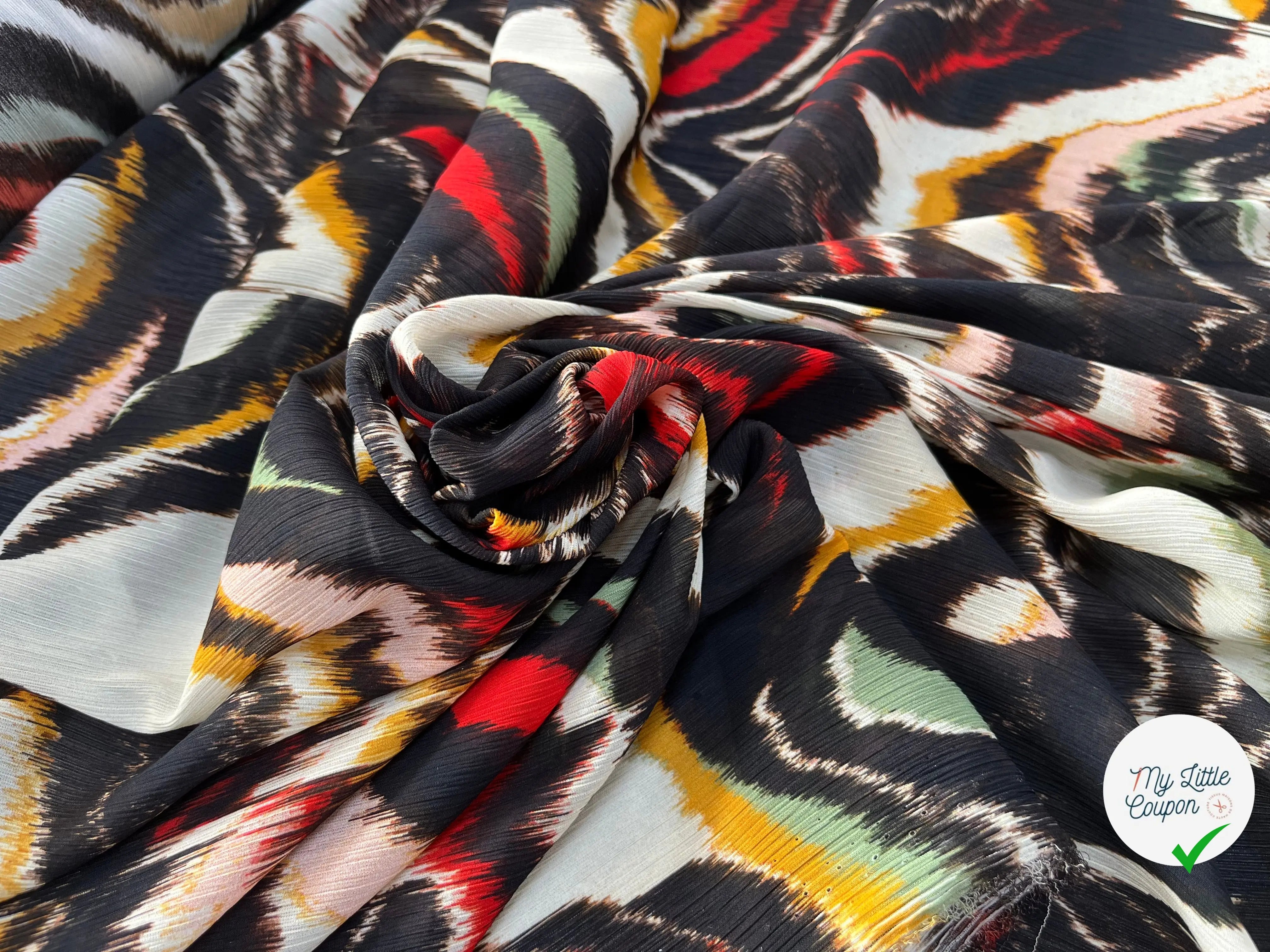 TISSU POLYESTER IMPRIMÉ VAGUE - My Little Coupon