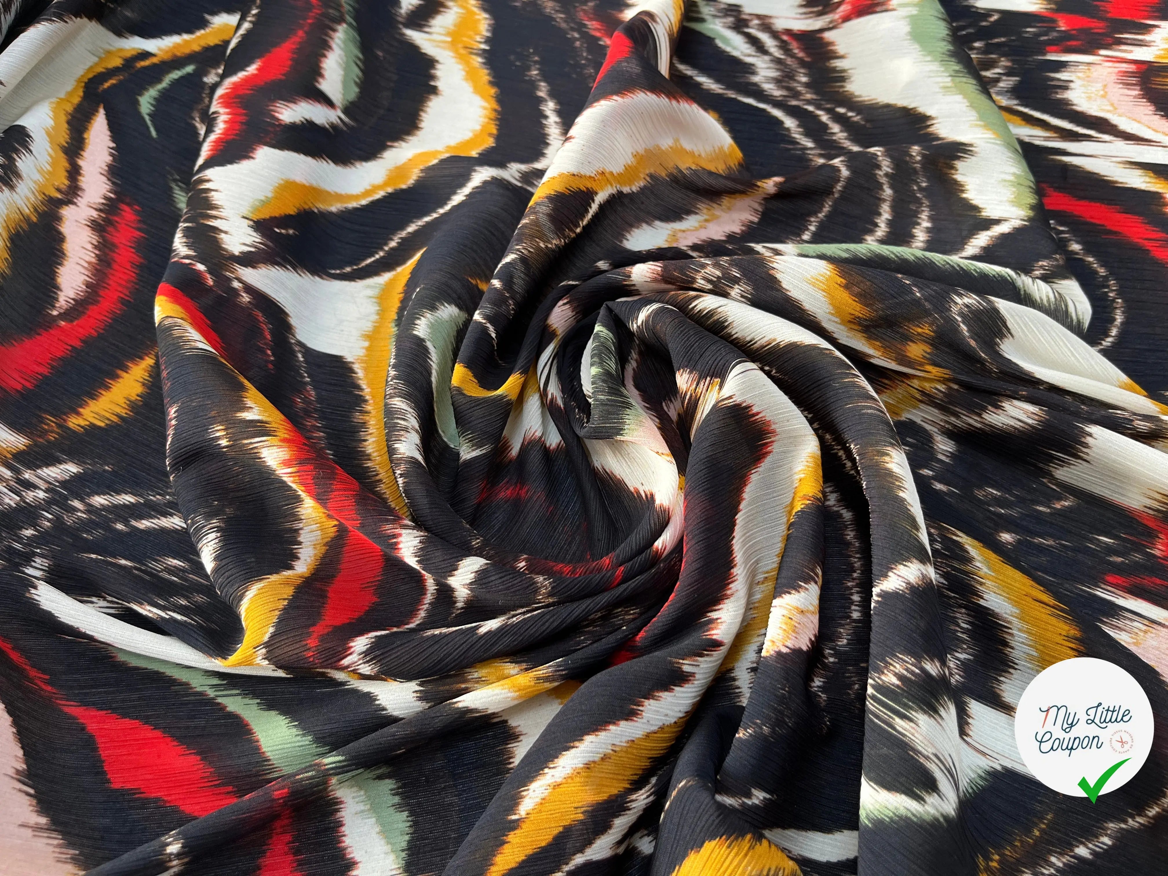TISSU POLYESTER IMPRIMÉ VAGUE - My Little Coupon