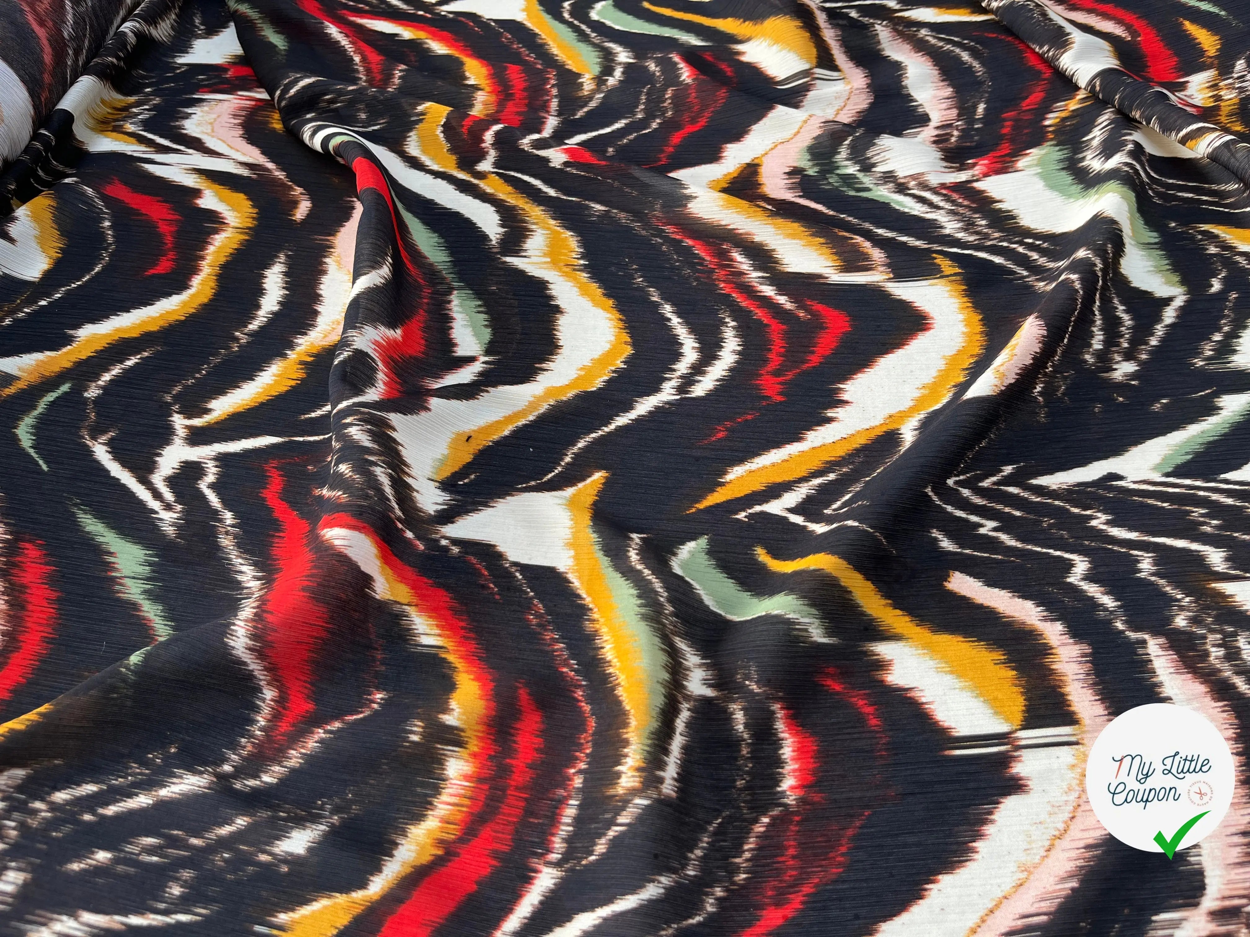 TISSU POLYESTER IMPRIMÉ VAGUE - My Little Coupon