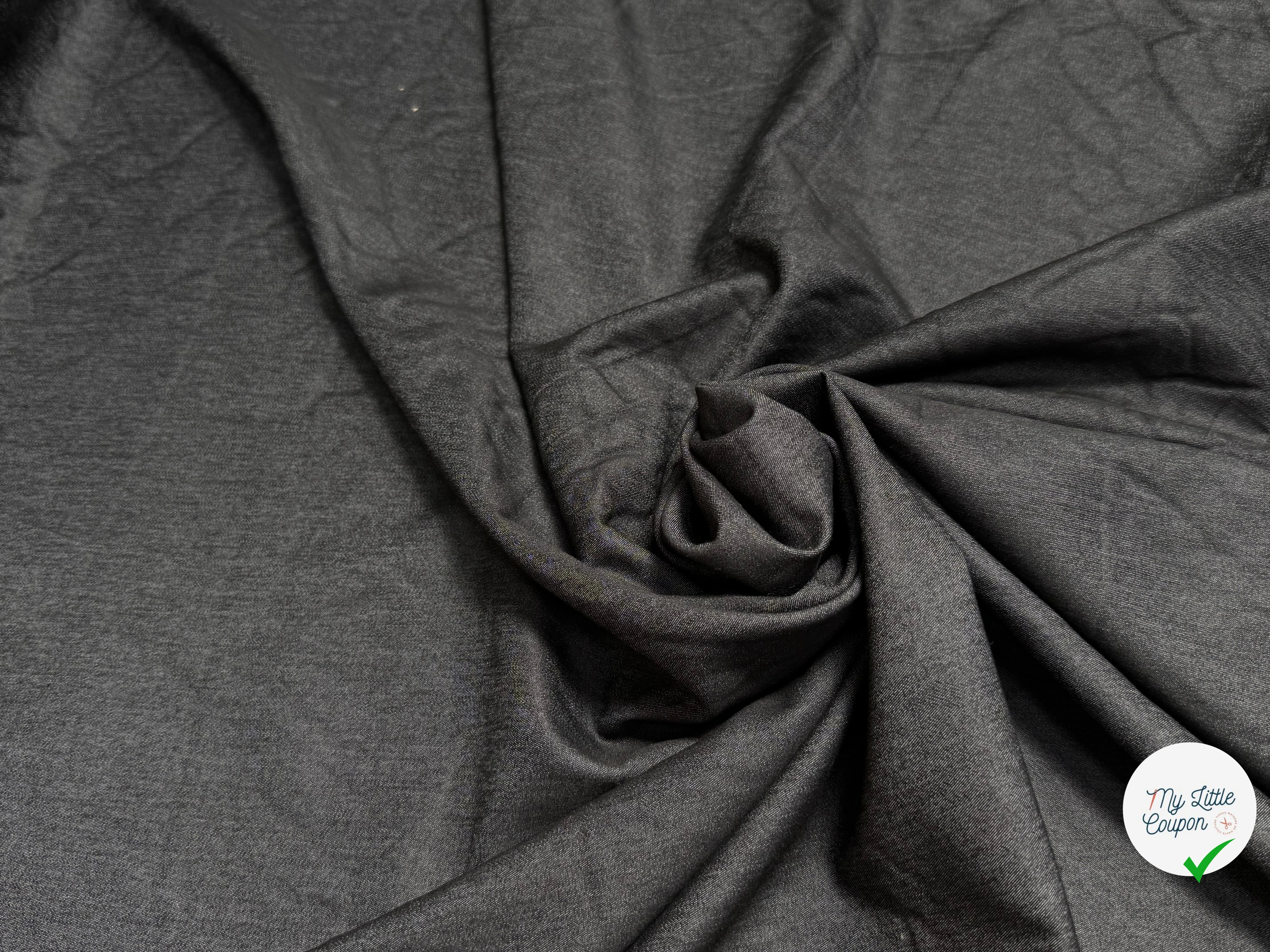 TISSU POLYVISCOSE FLUIDE SATINÉ GRIS ESPRIT DENIM - My Little Coupon