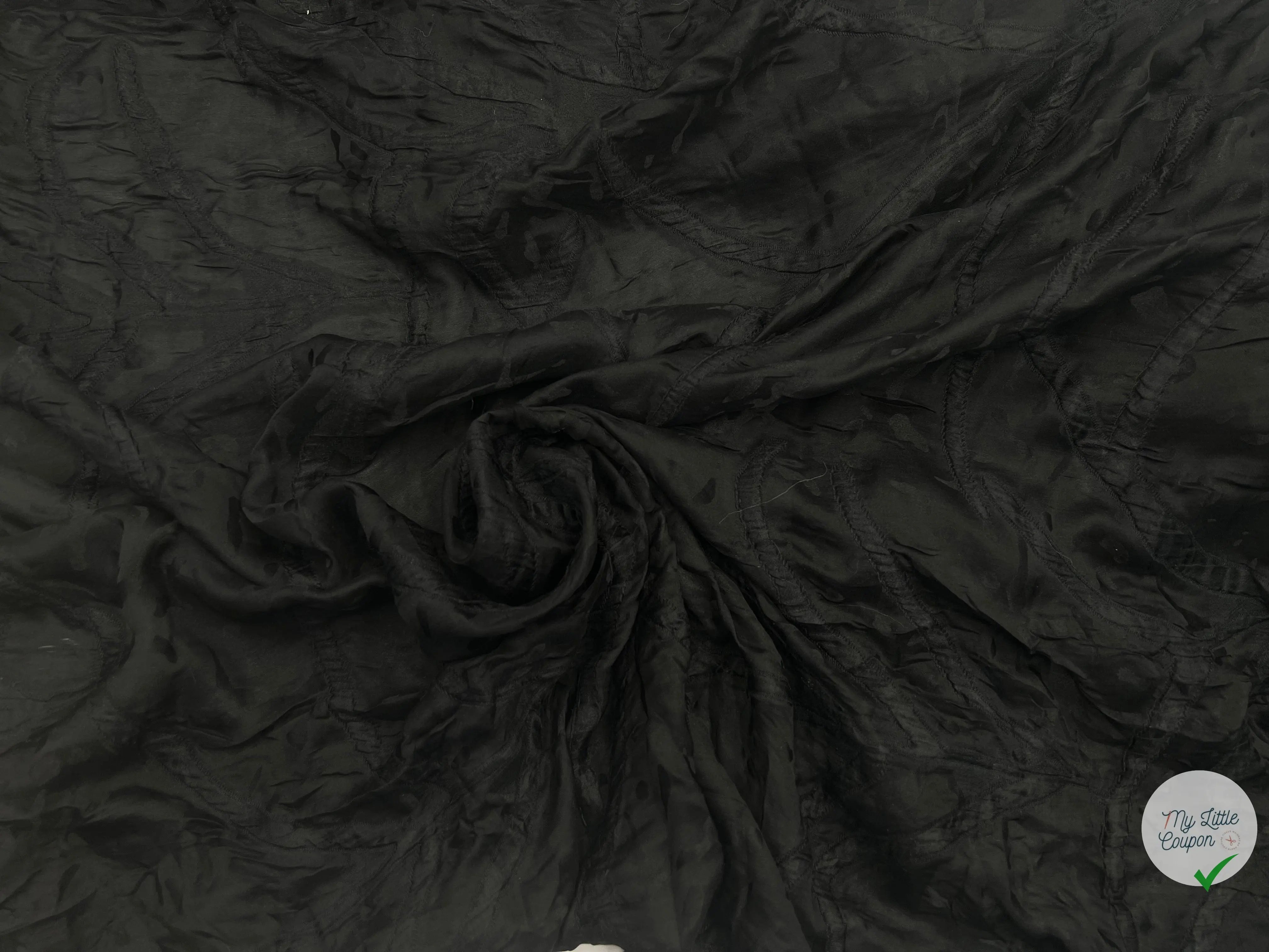 TISSU PONGÉ SOIE REBRODÉ FROUFROU NOIR PROFOND - coupon de tissu de 3 mètres - My Little Coupon - tissu - coudre