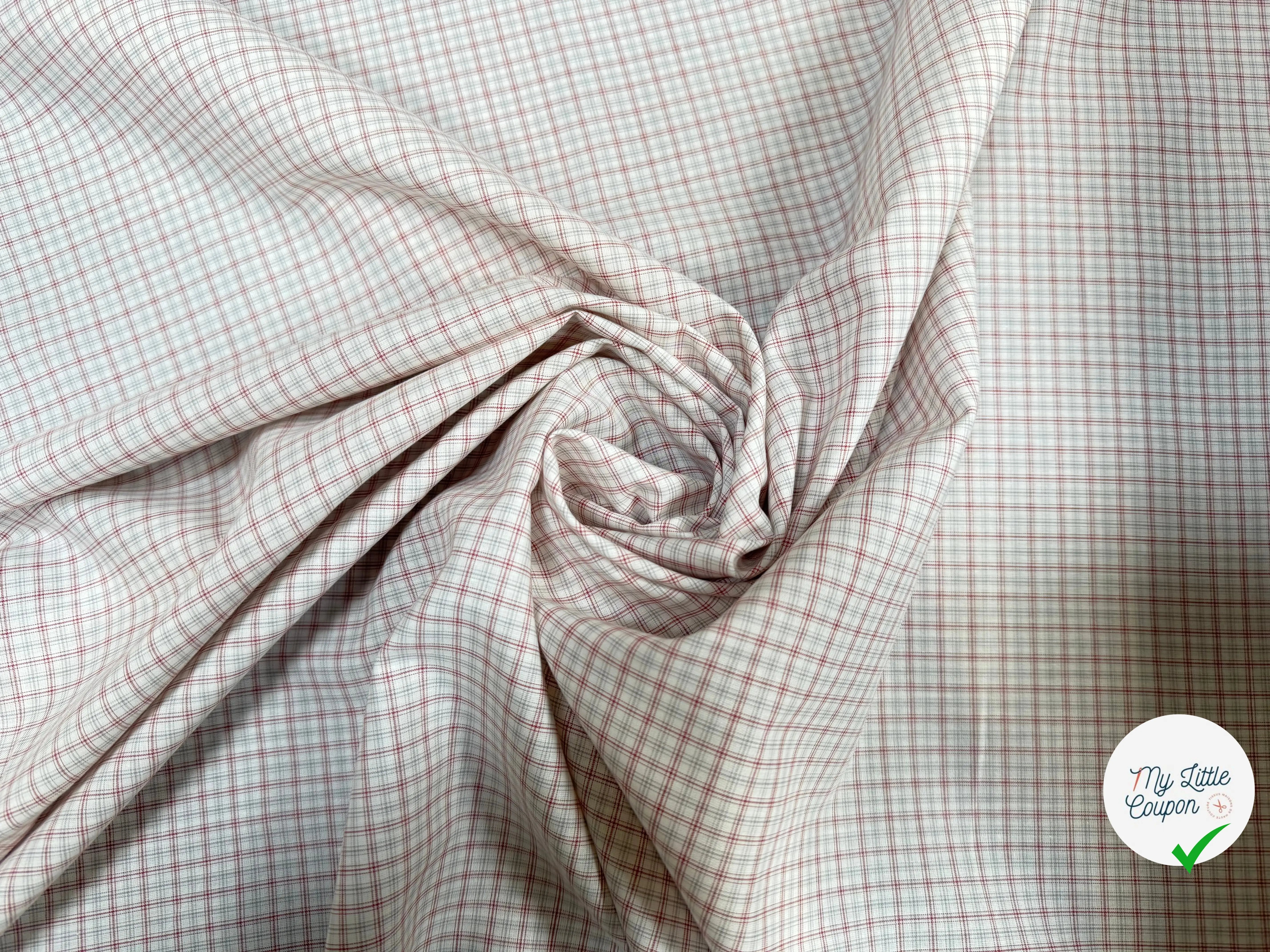 TISSU POPELINE CARREAUX ROUGE MOYEN - My Little Coupon