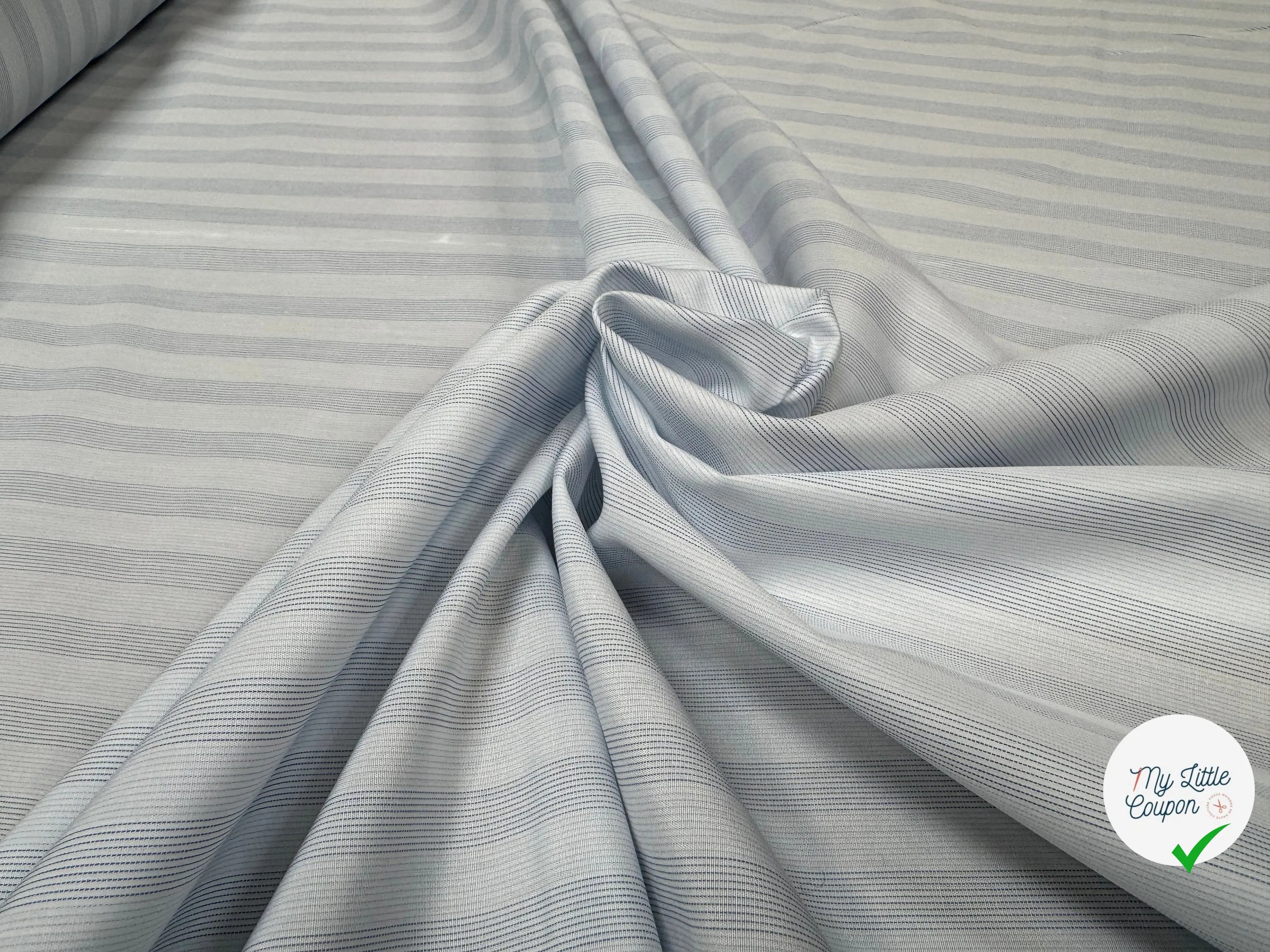 TISSU POPELINE - TOILE RAYE BLEU - My Little Coupon