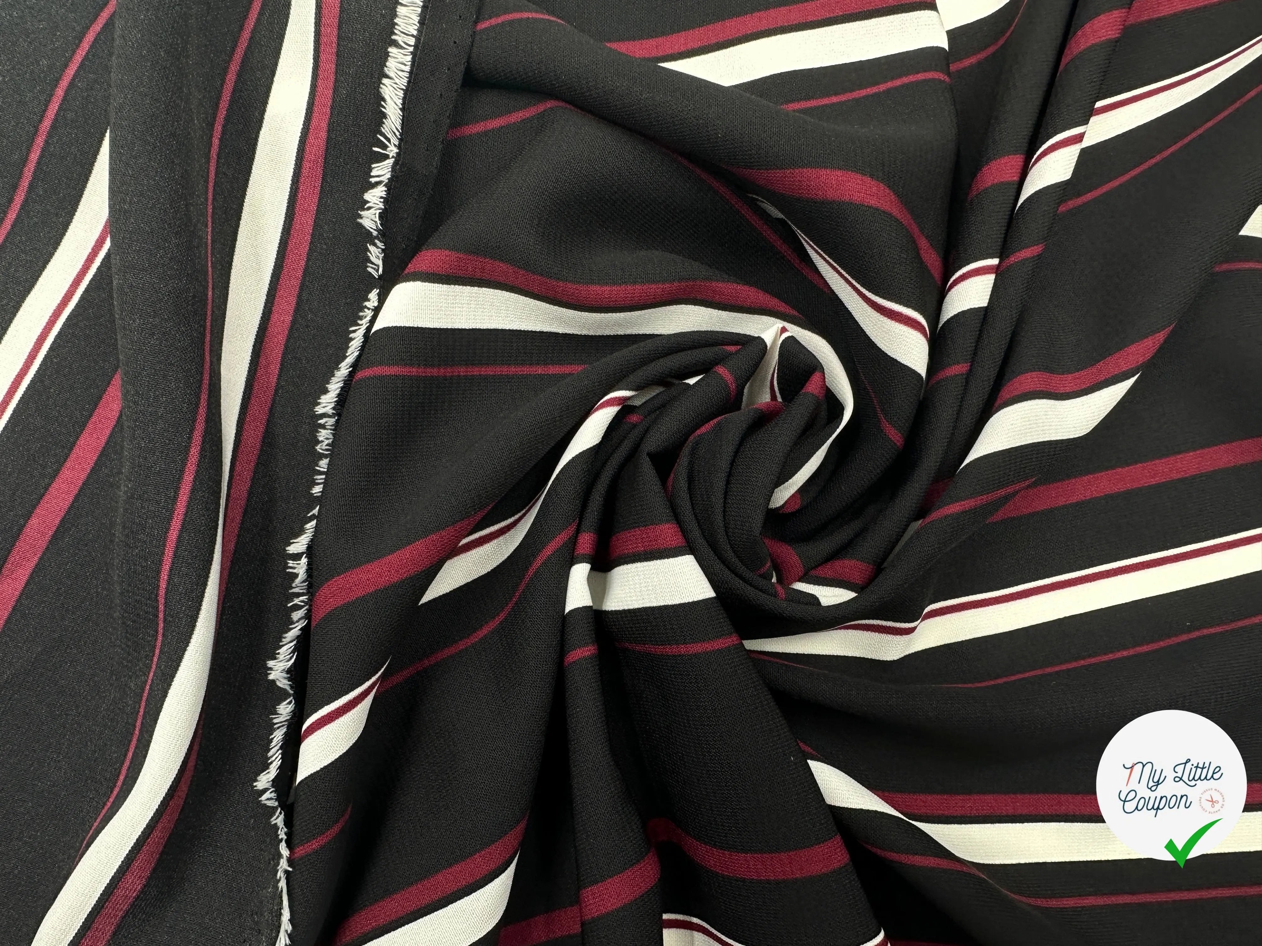 TISSU RAYURES SOBRE ROUGE ET NOIR - My Little Coupon