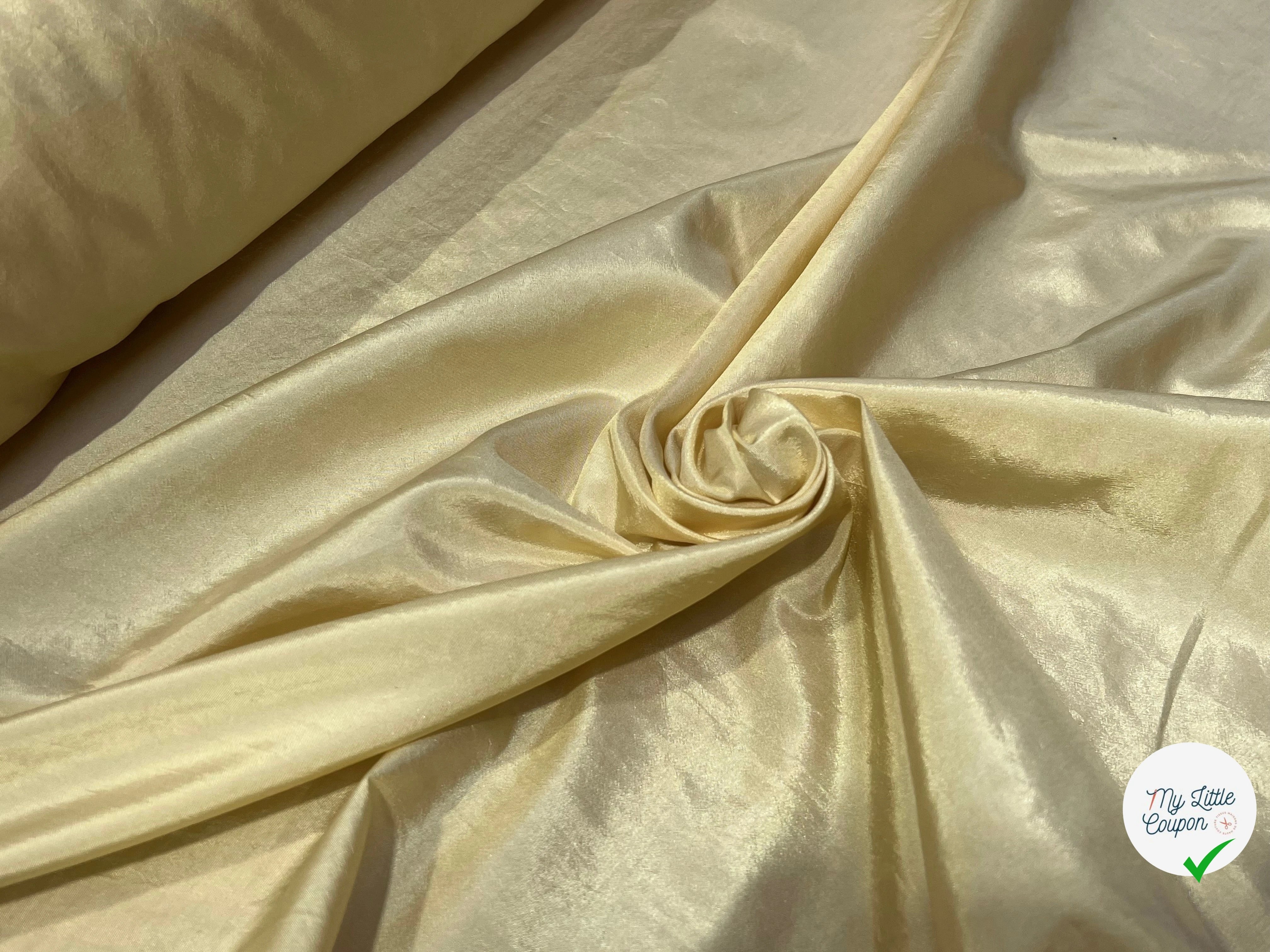 TISSU SATINÉ JAUNE VANILLE - My Little Coupon