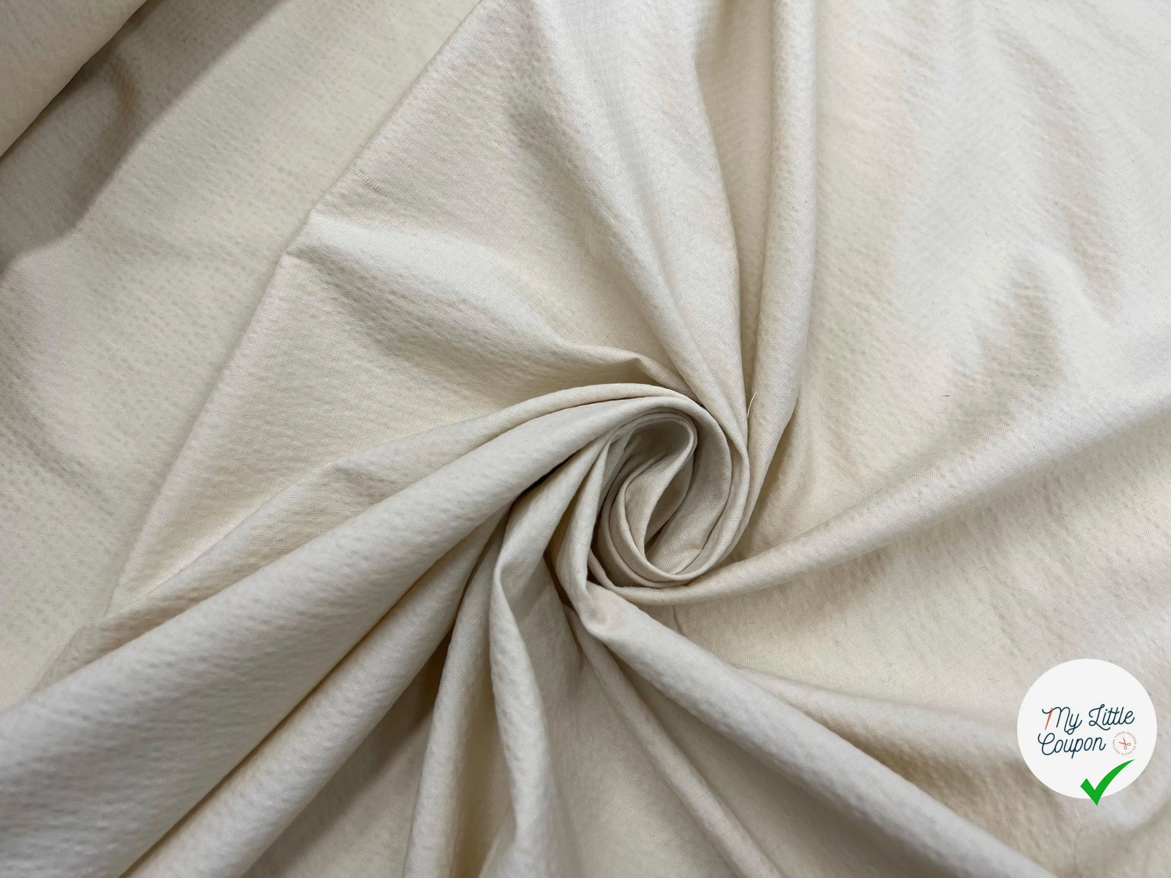 TISSU SEERSUCKER BEIGE TRÈS CLAIR - My Little Coupon - tissu - coudre