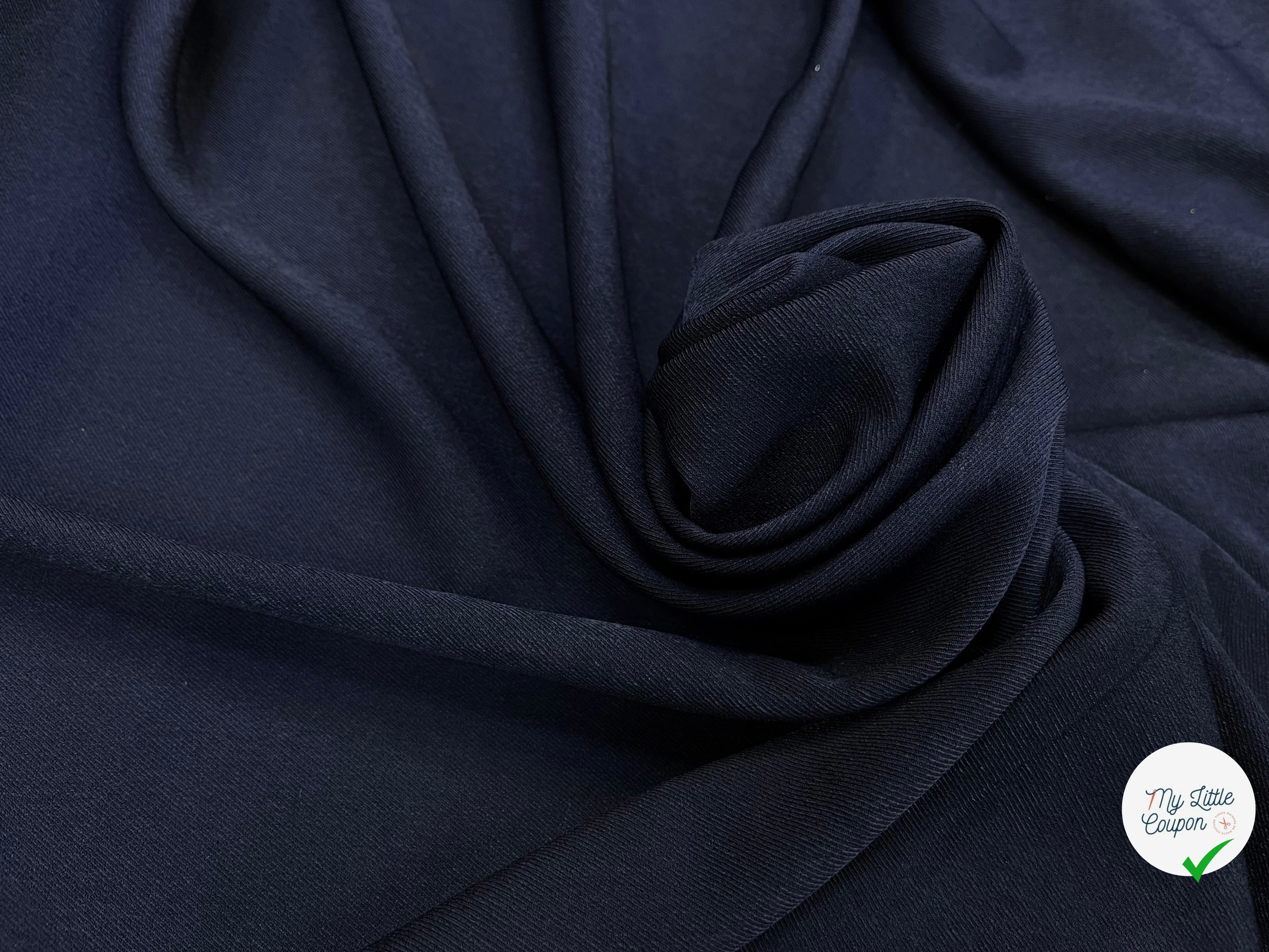TISSU SERGÉ FLUIDE BLEU NUIT - My Little Coupon